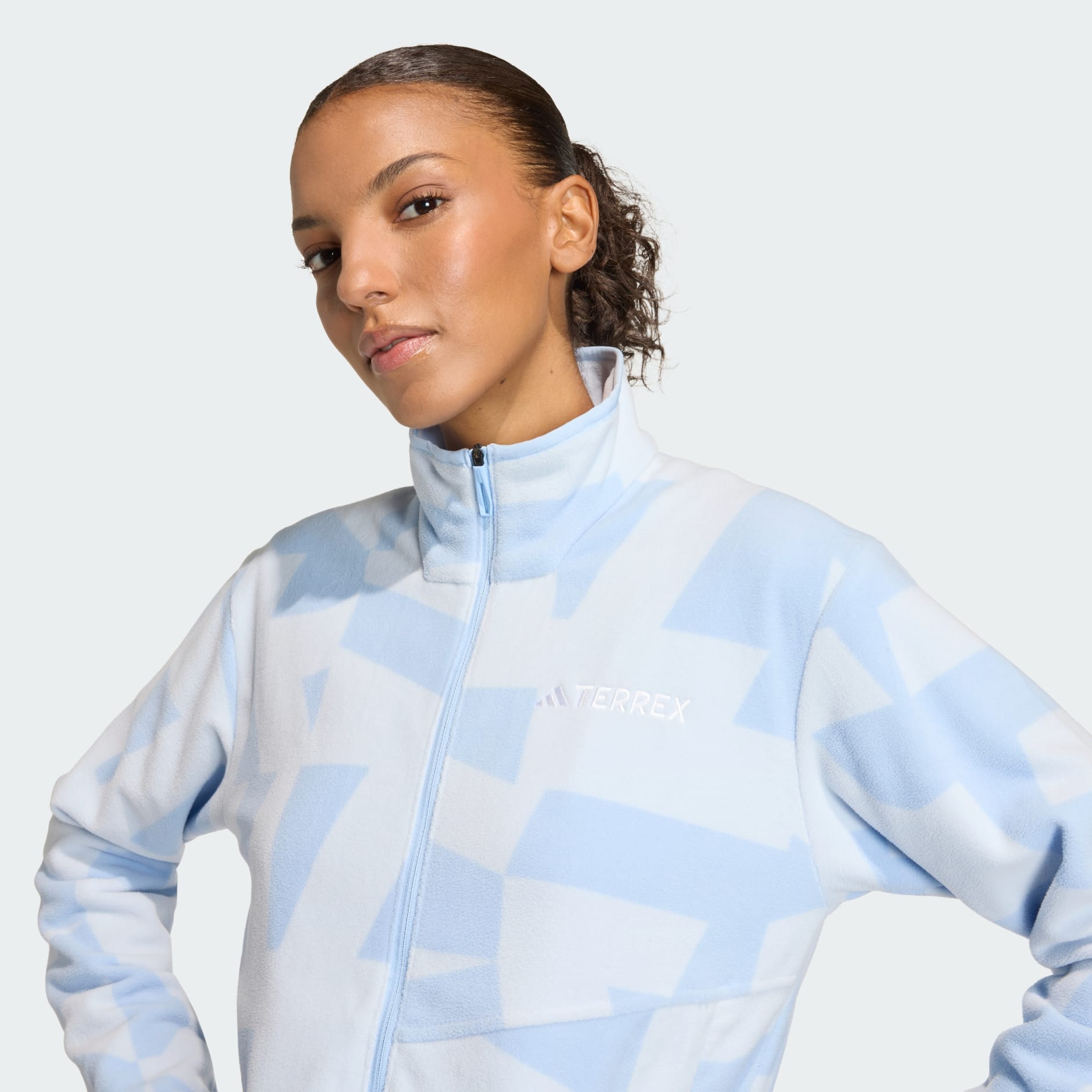 Jachetă din fleece Terrex Multi cu imprimeu și fermoar de sus p&acirc;nă jos