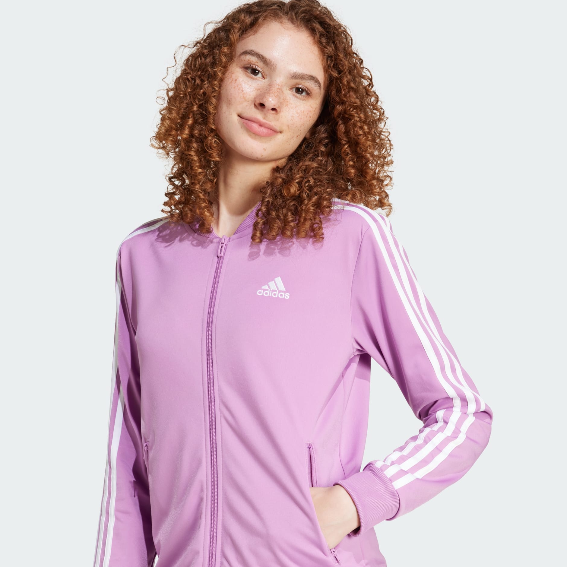 Women s Clothing Essentials 3 Stripes Tracksuit Purple adidas Saudi Arabia