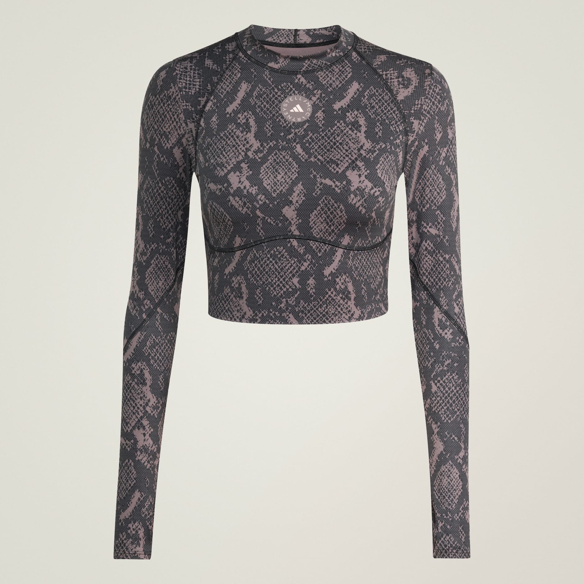 Bluză de antrenament scurtă cu m&acirc;necă lungă adidas by Stella McCartney, cu imprimeu