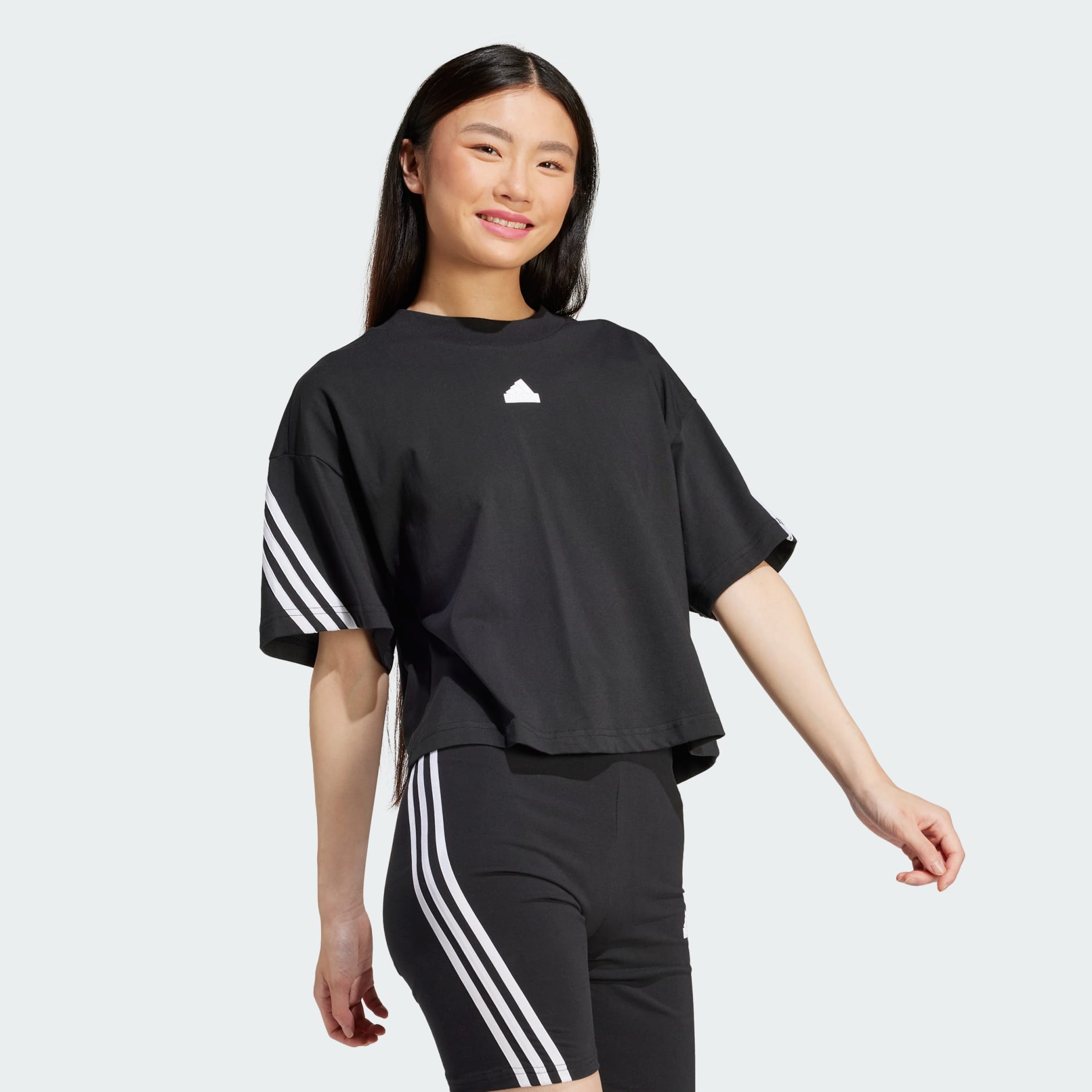 adidas Future Icons 3 Stripes Short Sleeve T-Shirt Preto
