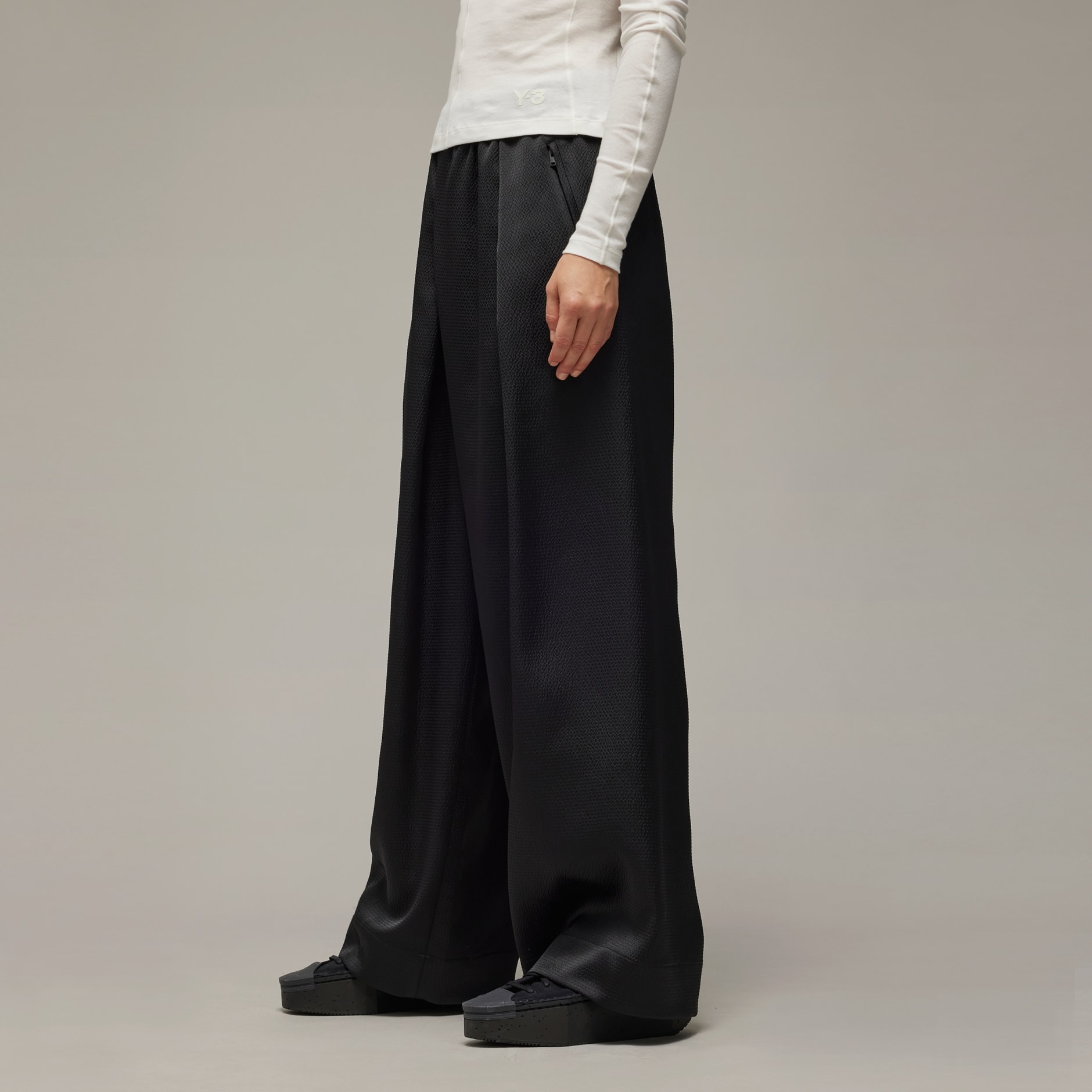 adidas Y-3 Wide Leg Tech Seersucker Pants - Black | adidas LK