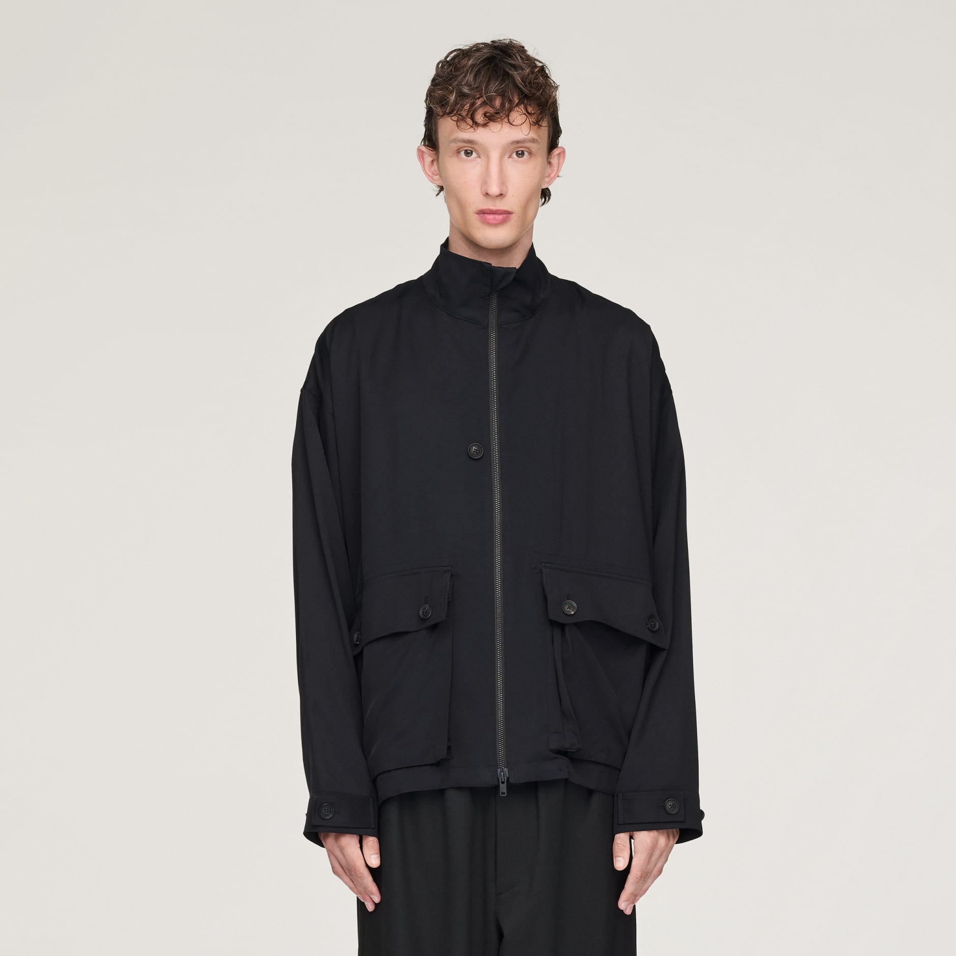 Bluză cu fermoar Y-3 din twill, cu țesătură diagonală