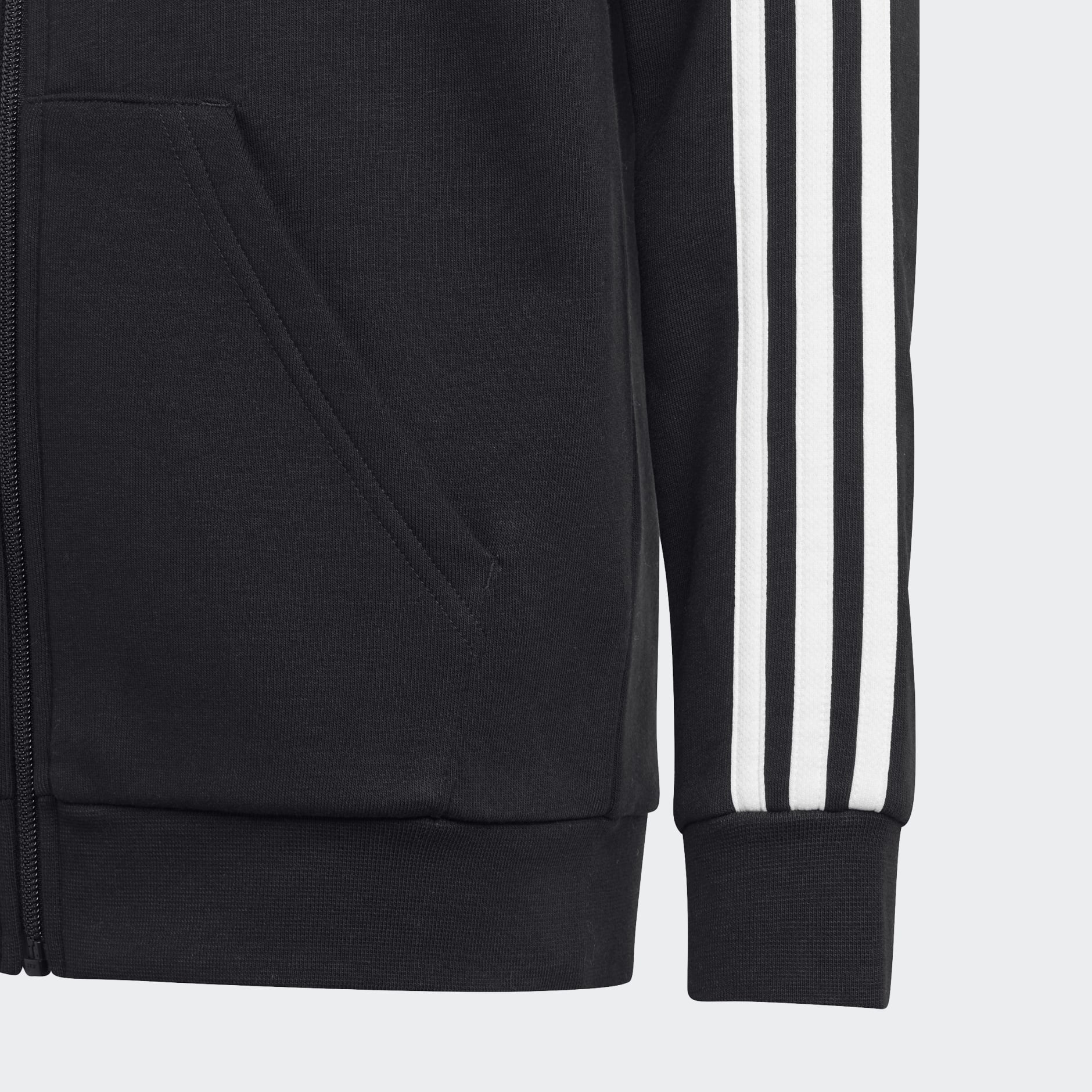 adidas Essentials 3-Stripes Fleece Full-Zip Hoodie - Black | adidas UAE