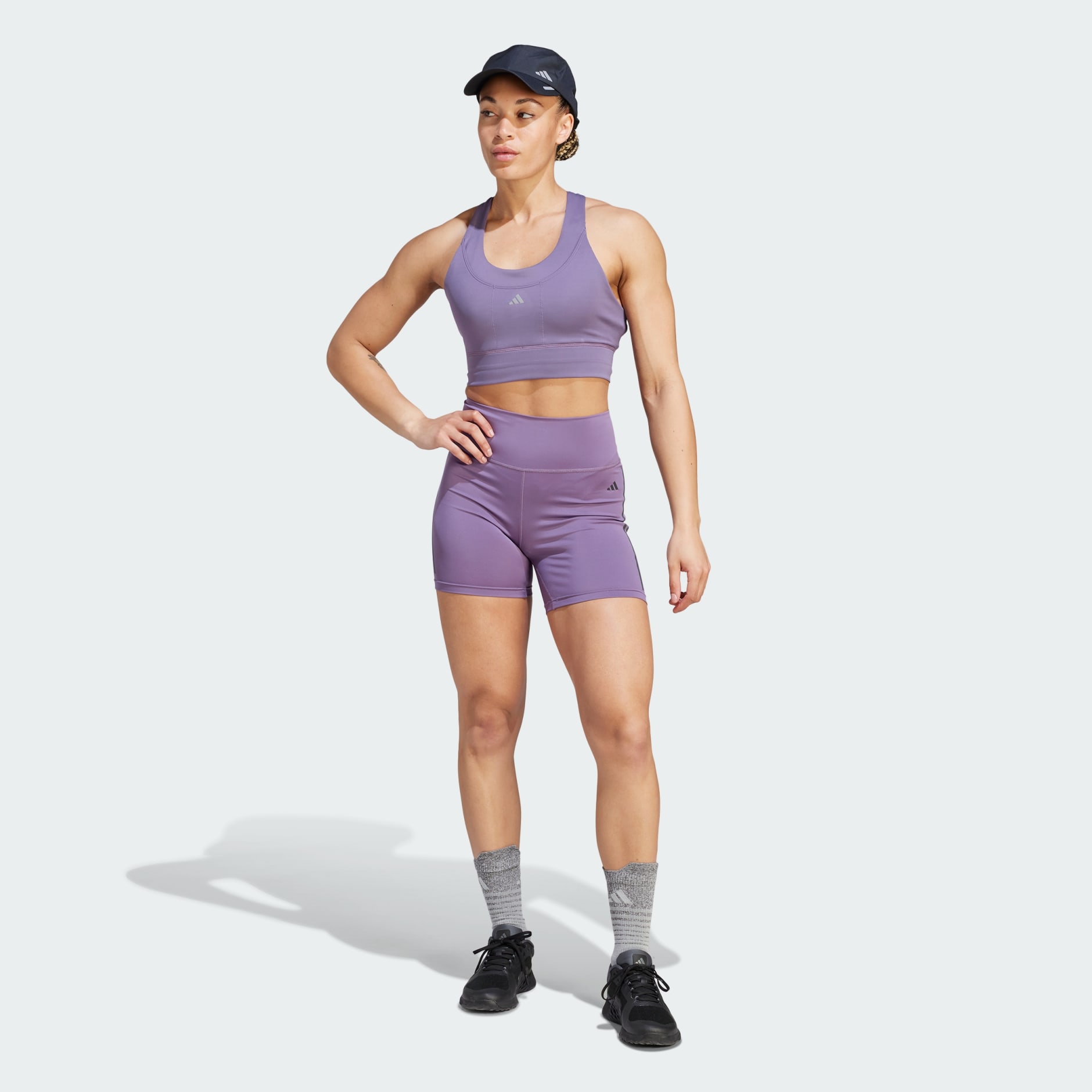 Clothing - Run Pocket Medium-Support Bra - Purple | adidas South Africa