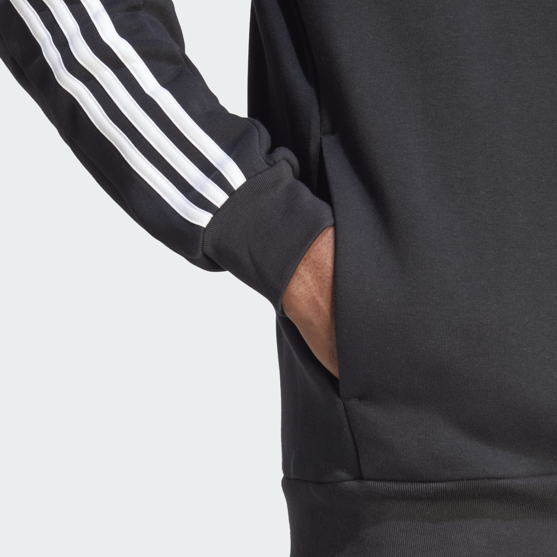 Men\'s Clothing - Essentials Fleece Full-Zip | 3-Stripes Saudi Black Hoodie adidas Arabia 