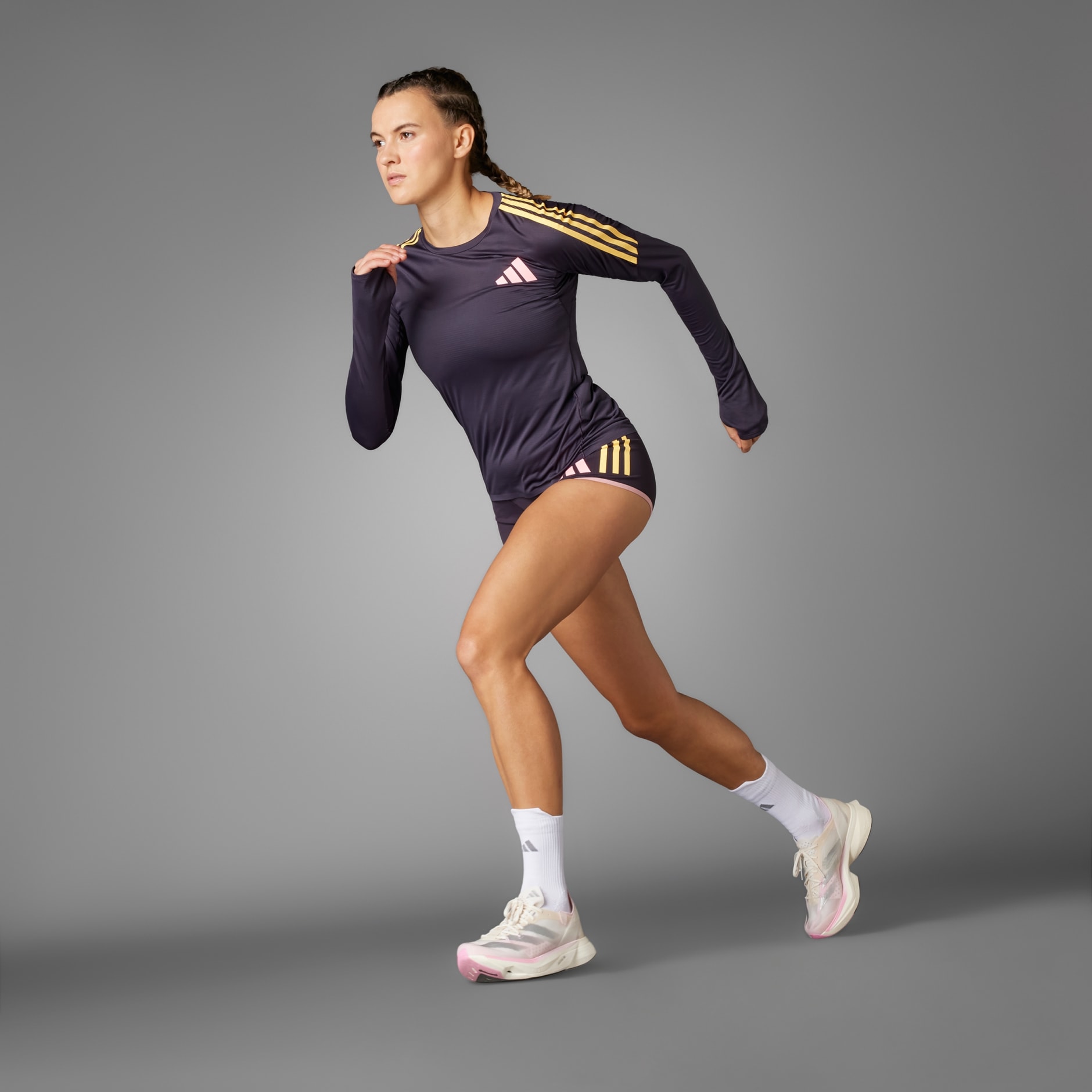 adidas Adizero Promo Running Long Sleeve Tee - Purple | adidas KE