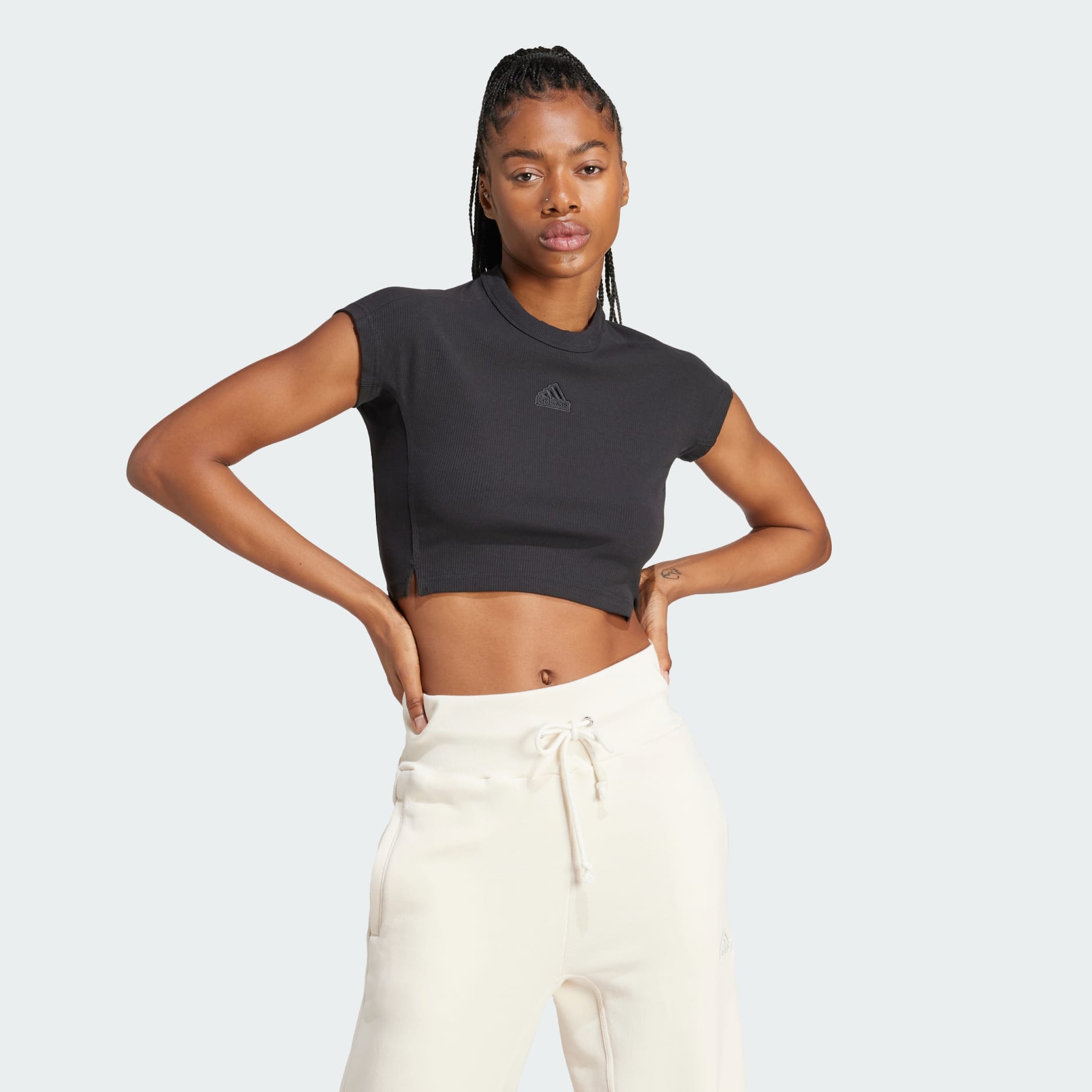 Lounge Ribbed Crop Tee