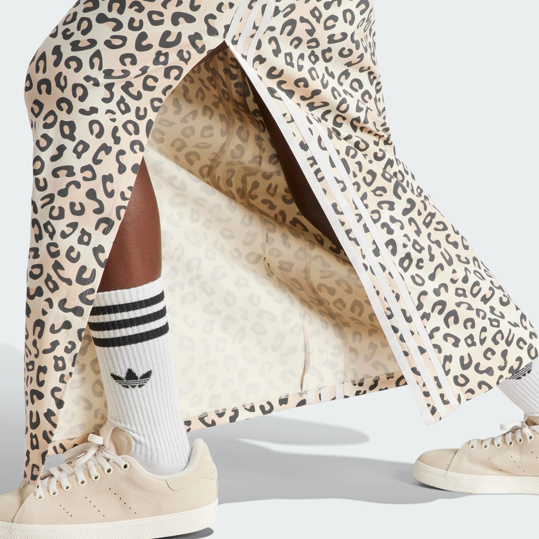 Clothing - adidas Originals Leopard Luxe 3-Stripes Maxi Dress - White