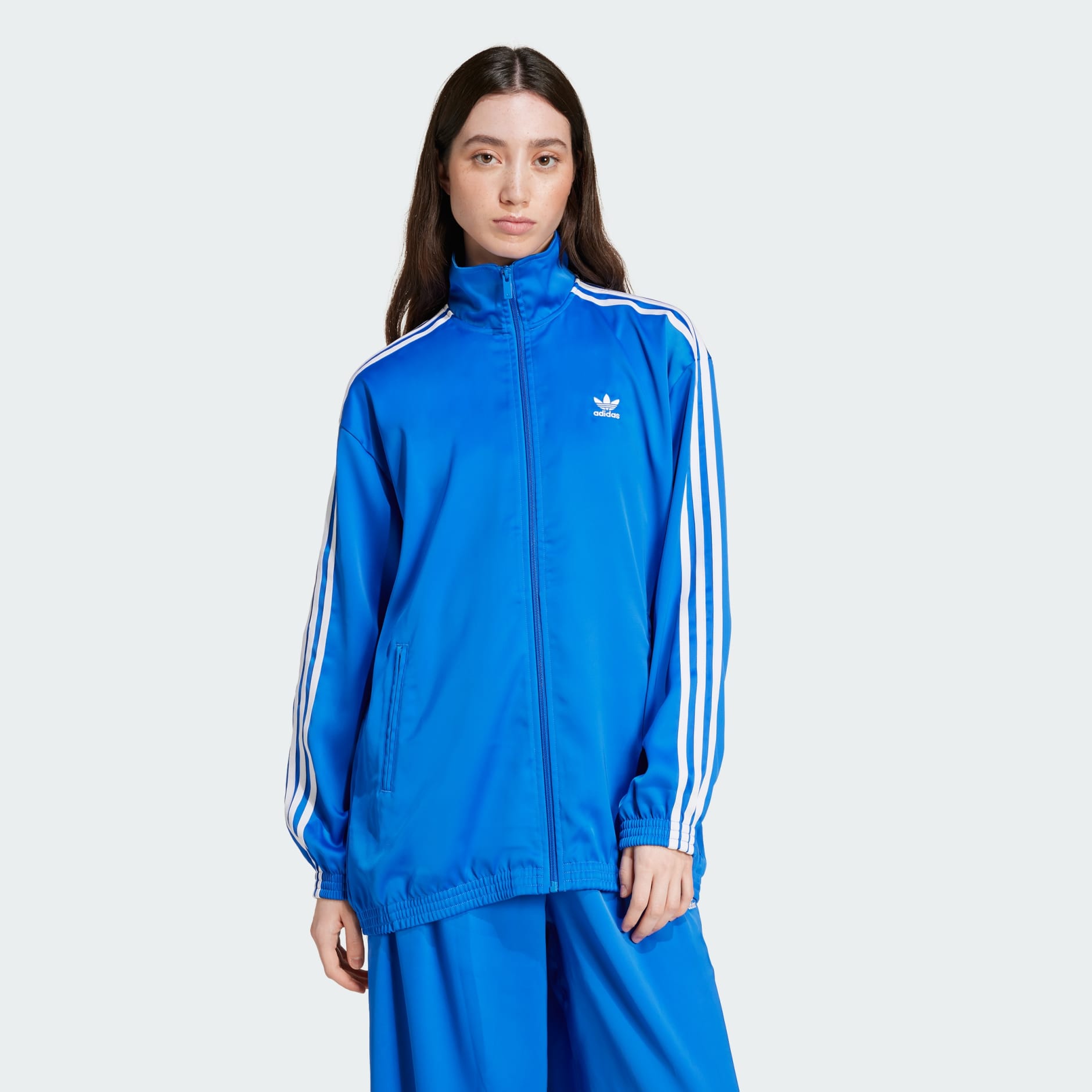 adidas Loose Satin Track Top Blue adidas UAE