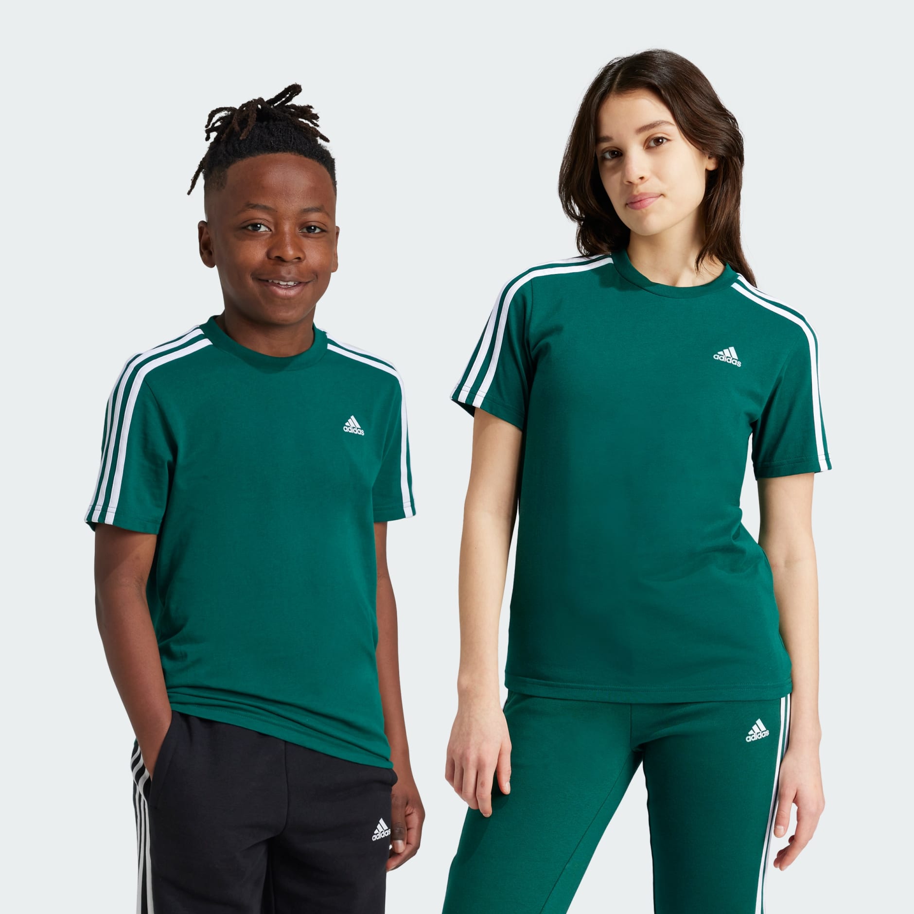 Adidas 3 stripes tee green best sale