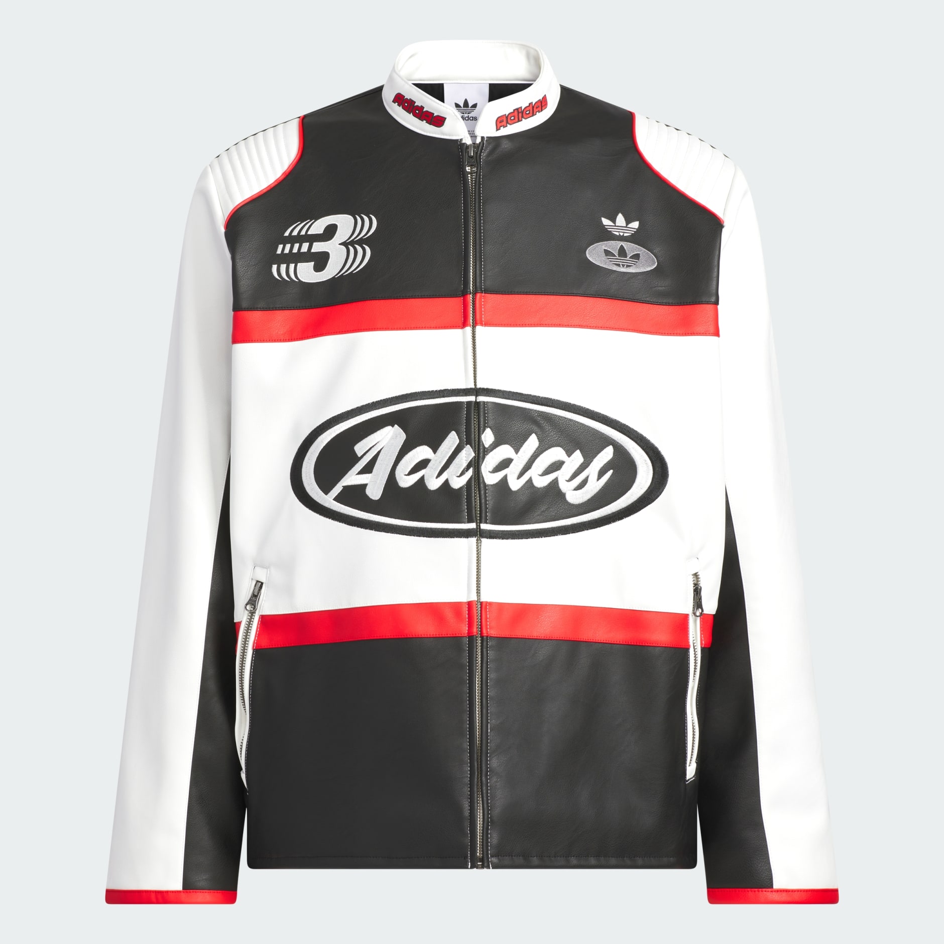 Racing V-Day Pleather Jacket - White | adidas Hong Kong