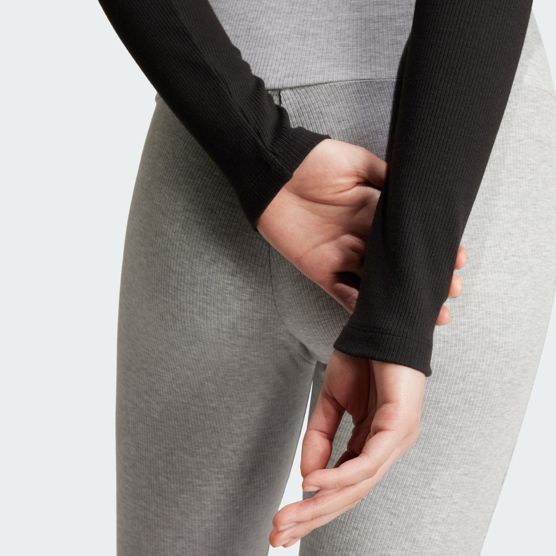 Clothing - Essentials Ribbed Crop Long Sleeve Tee - Black