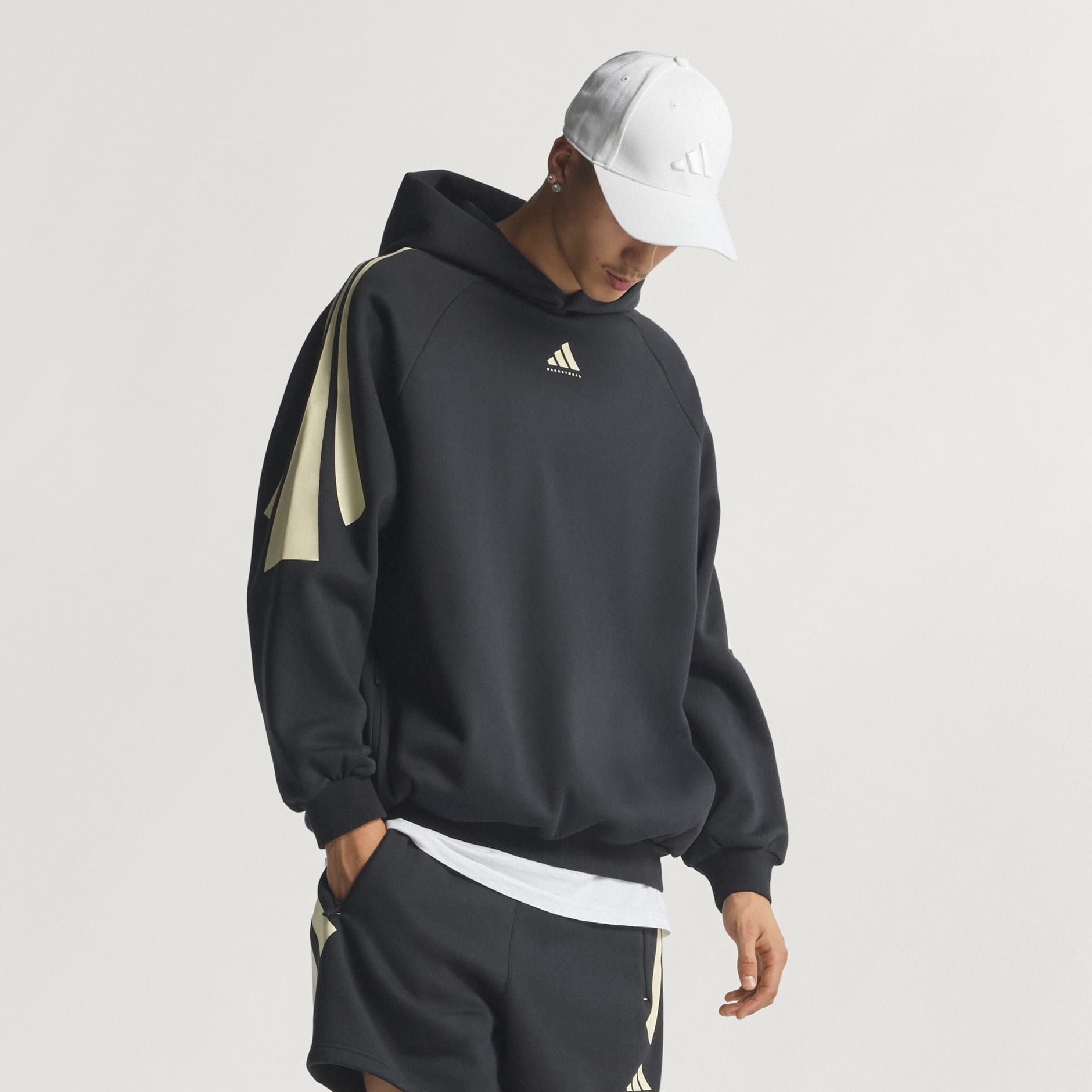 adidas 籃球三間絨毛有帽衫 (中性)