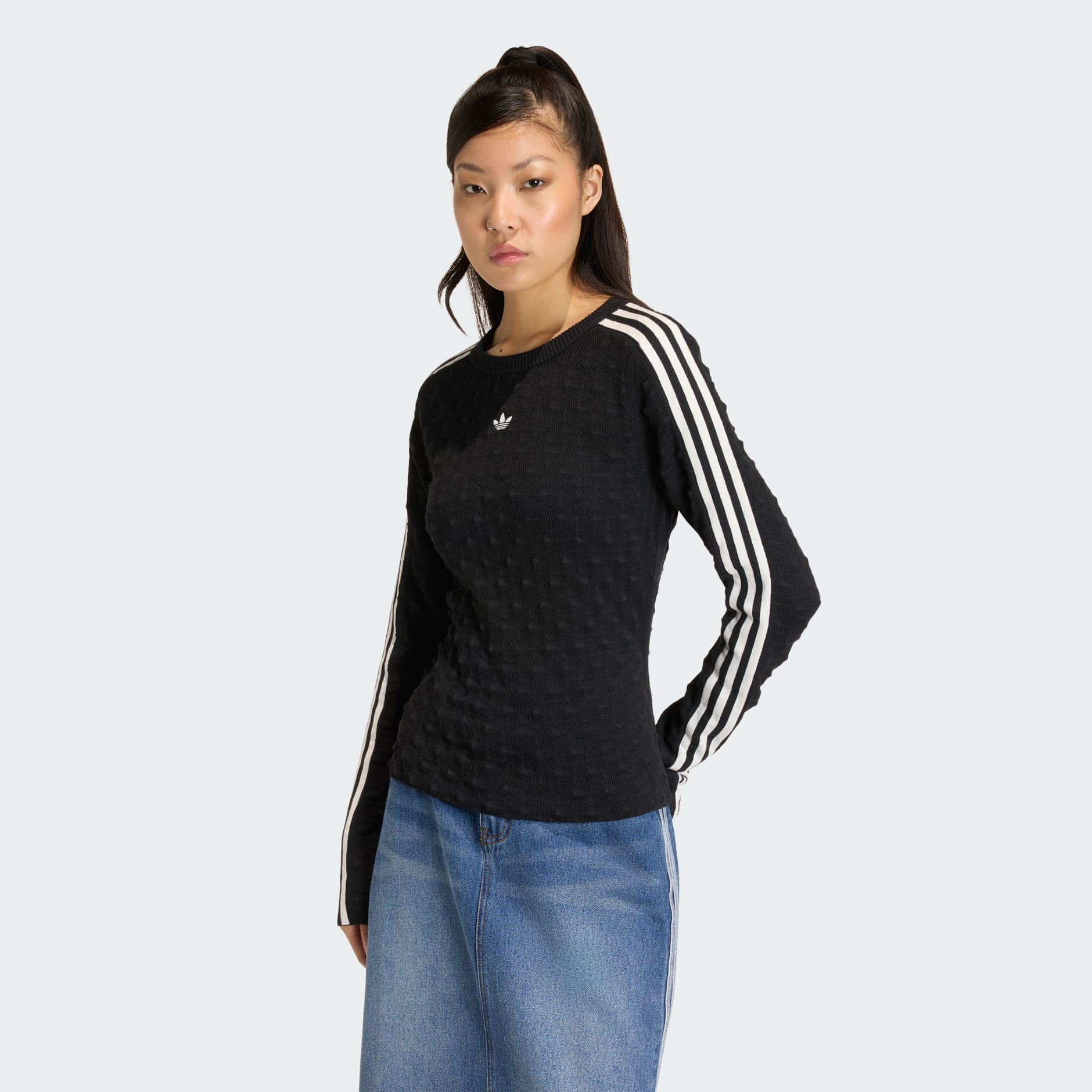 ADIDAS ORIGINALS SLIM SOLID SPIKE KNIT SWEATSHIRT