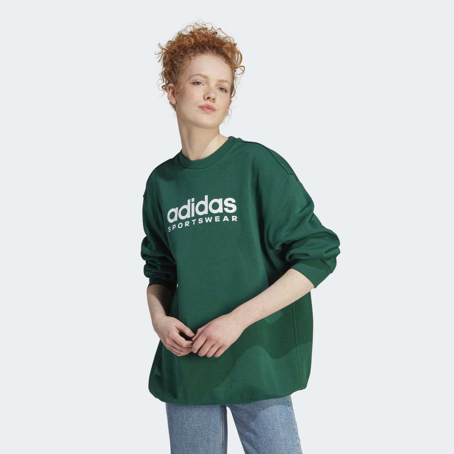 | Oman Women\'s adidas ALL Green SZN Clothing Graphic Fleece Sweatshirt - -