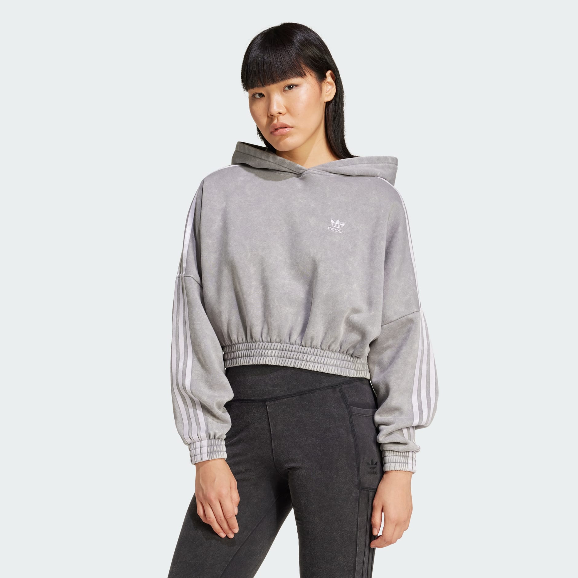 Washed-Out Crop Oversized Zip Hoodie