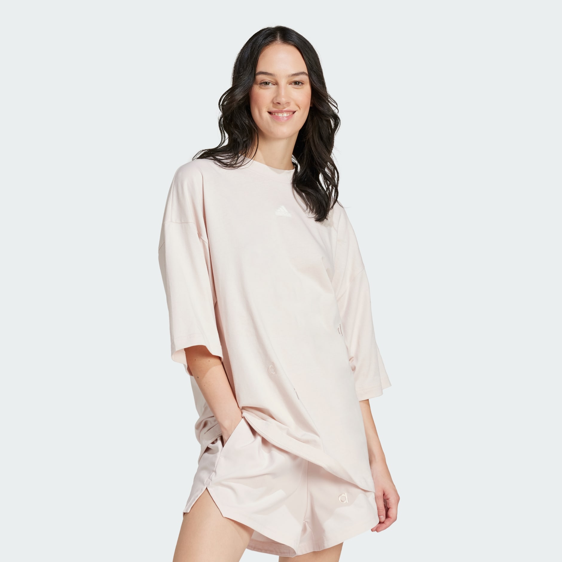 Women's Clothing - Embroidered Loose Tee - Pink