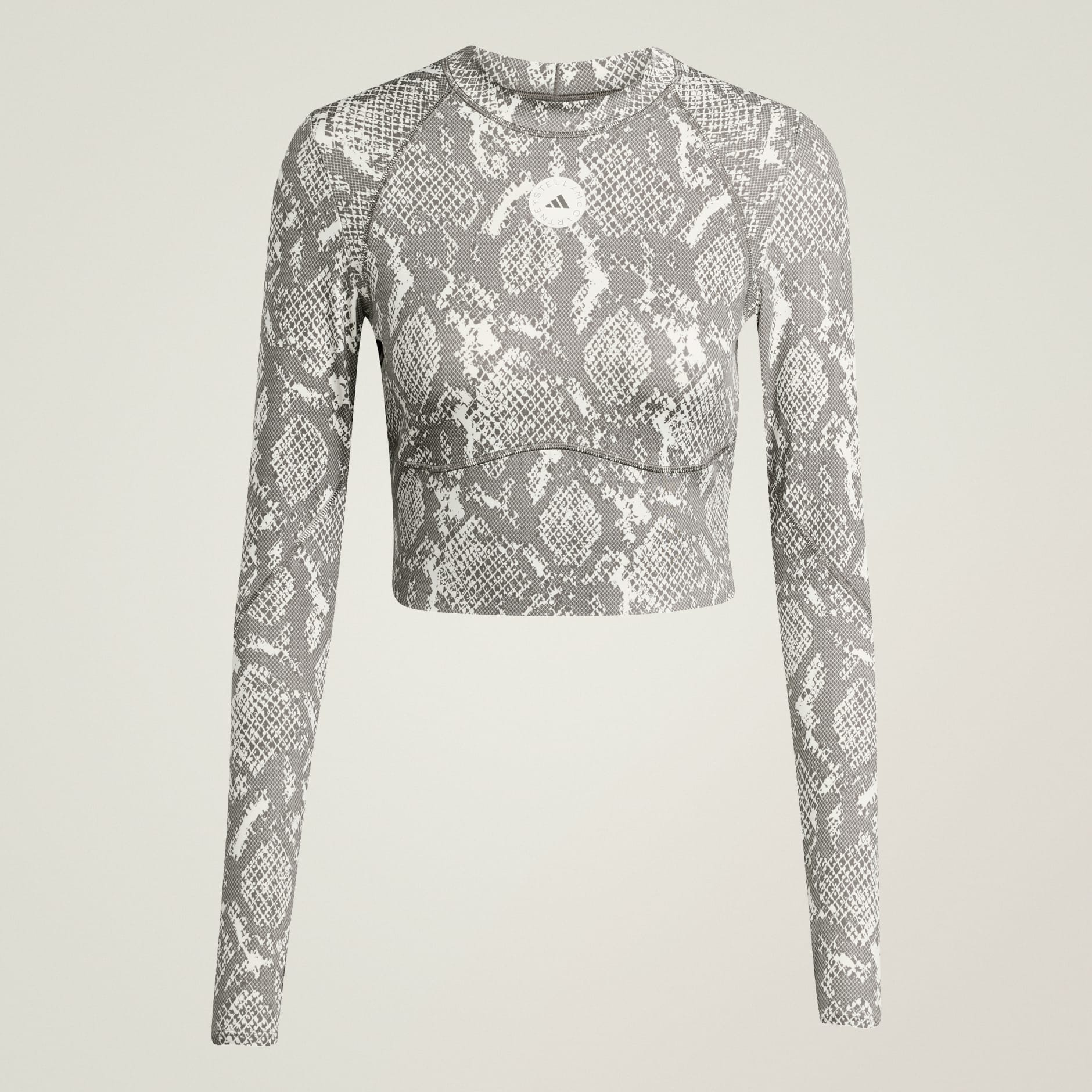 Top de antrenament scurt cu m&acirc;necă lungă adidas by Stella McCartney, cu imprimeu