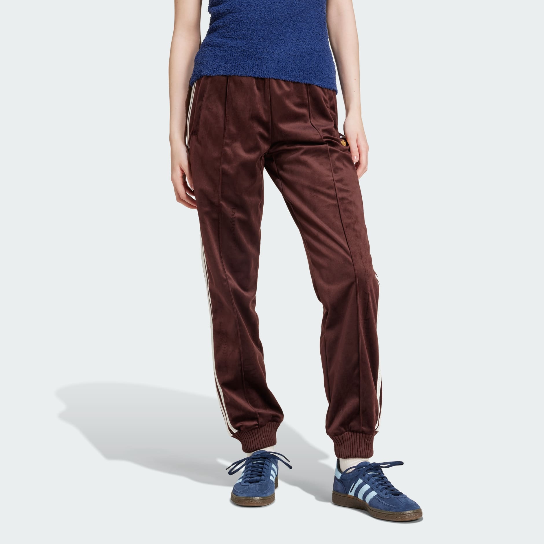 adidas Premium Brushed Velvet Track Pants Brown adidas TZ