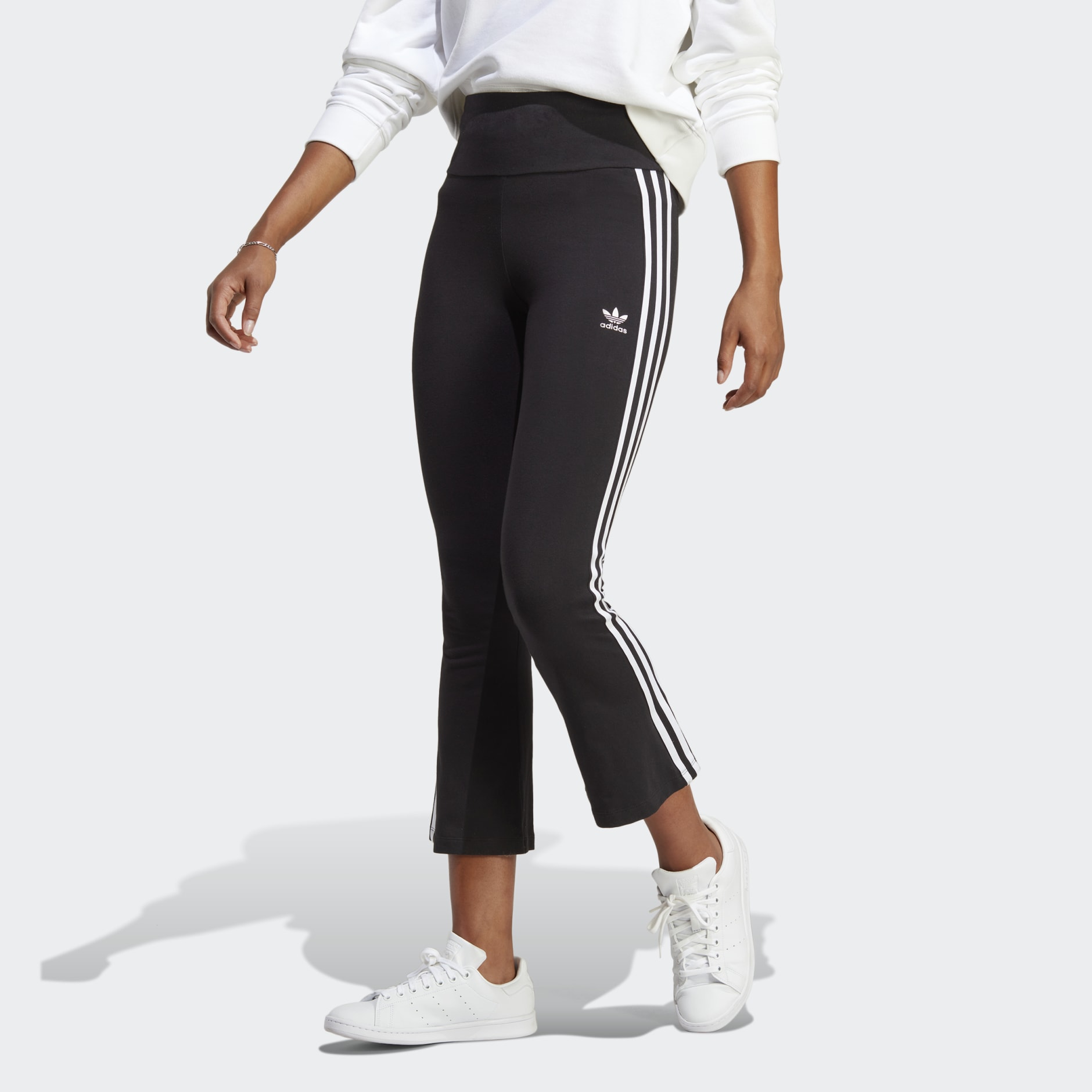 adidas Originals adicolor three stripe high-waisted leggings in black