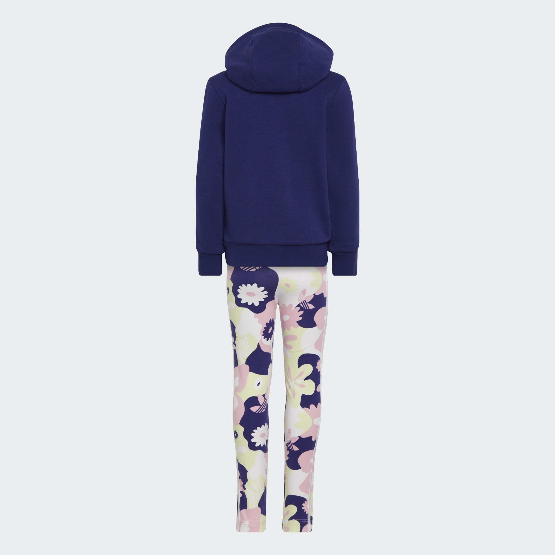 Flower Print Hoodie and Tights Set