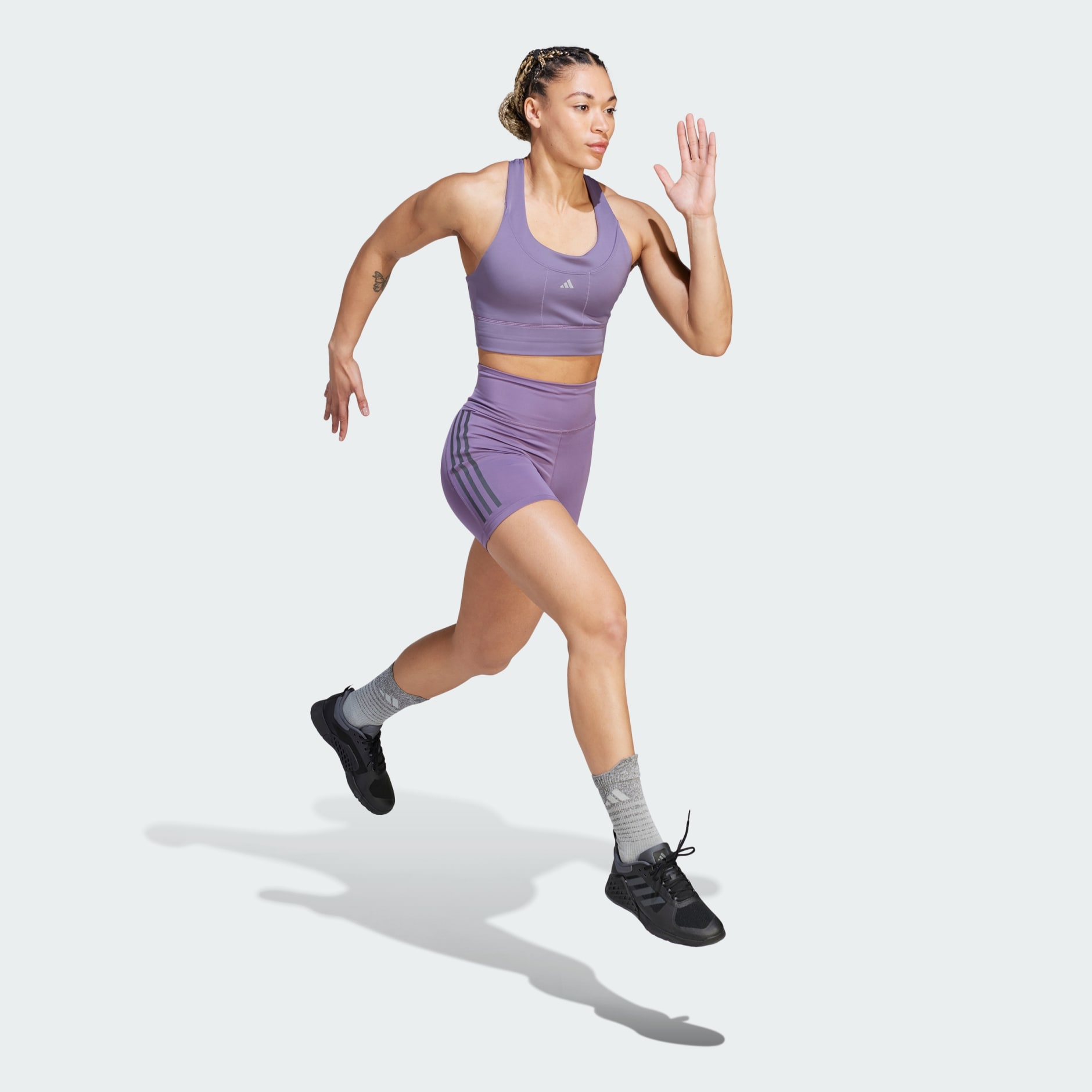 Clothing - Run Pocket Medium-Support Bra - Purple | adidas South Africa