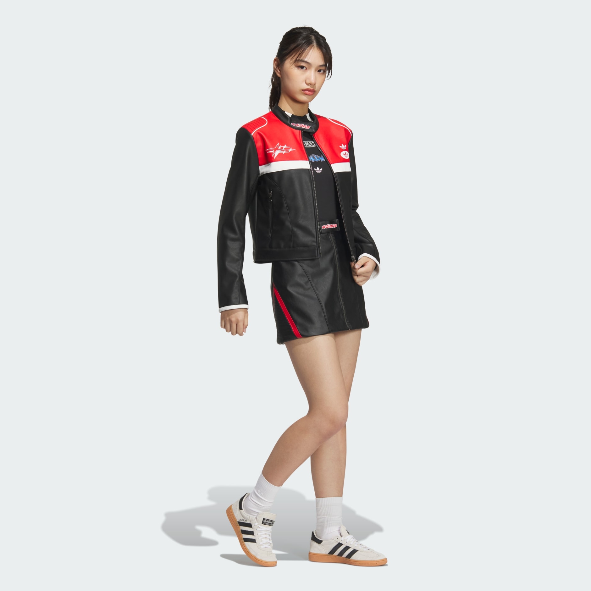 Racing V-Day Pleather Jacket - Black | adidas Hong Kong