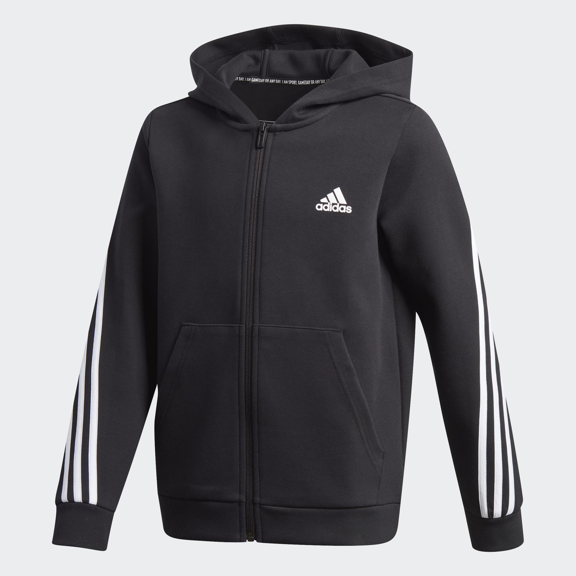 Clothing 3 Stripes Doubleknit Full Zip Hoodie Black adidas South Africa