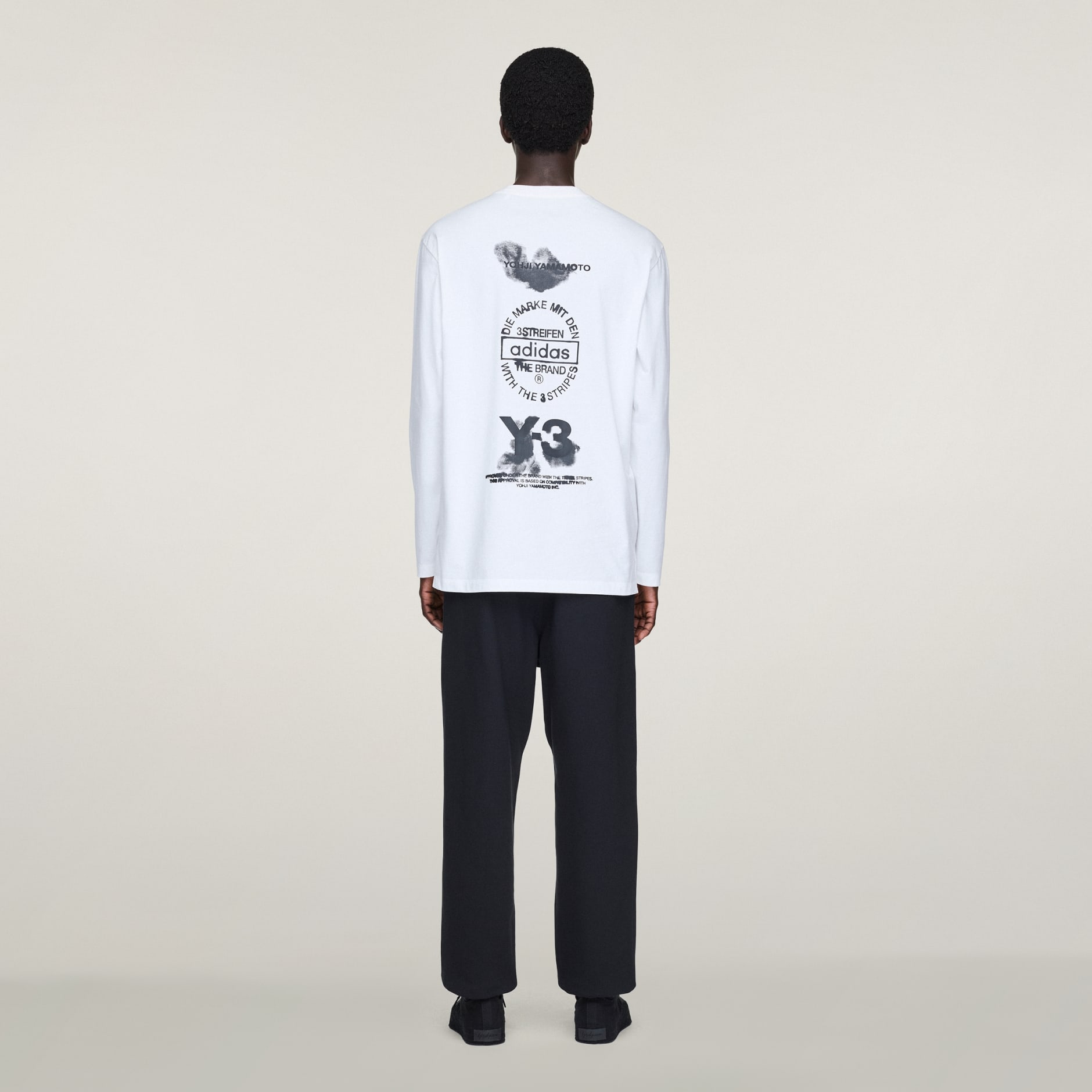 Tricou Y-3 cu imprimeu grafic, cu m&acirc;neci lungi