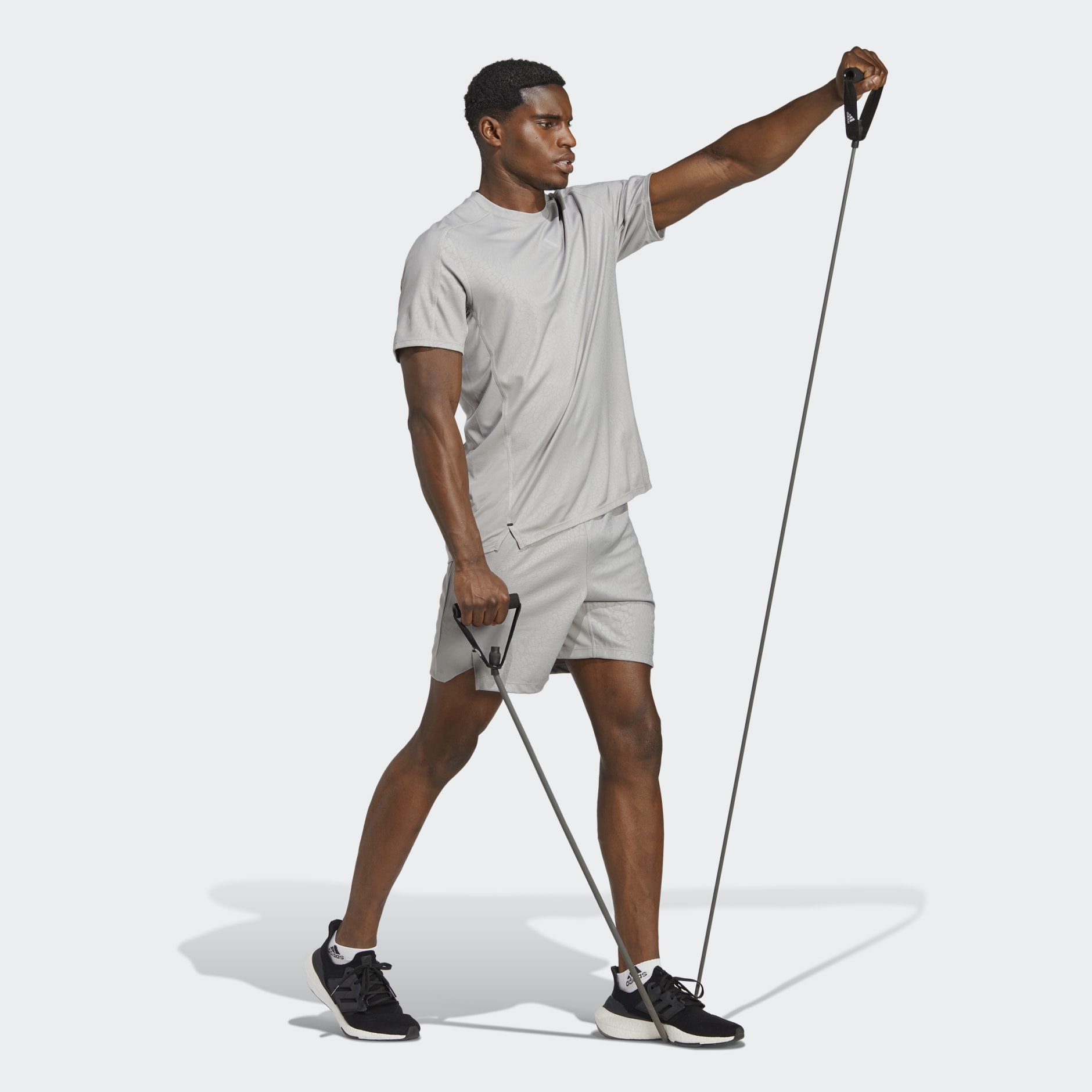 Clothing - Workout PU Print Tee - Grey | adidas South Africa
