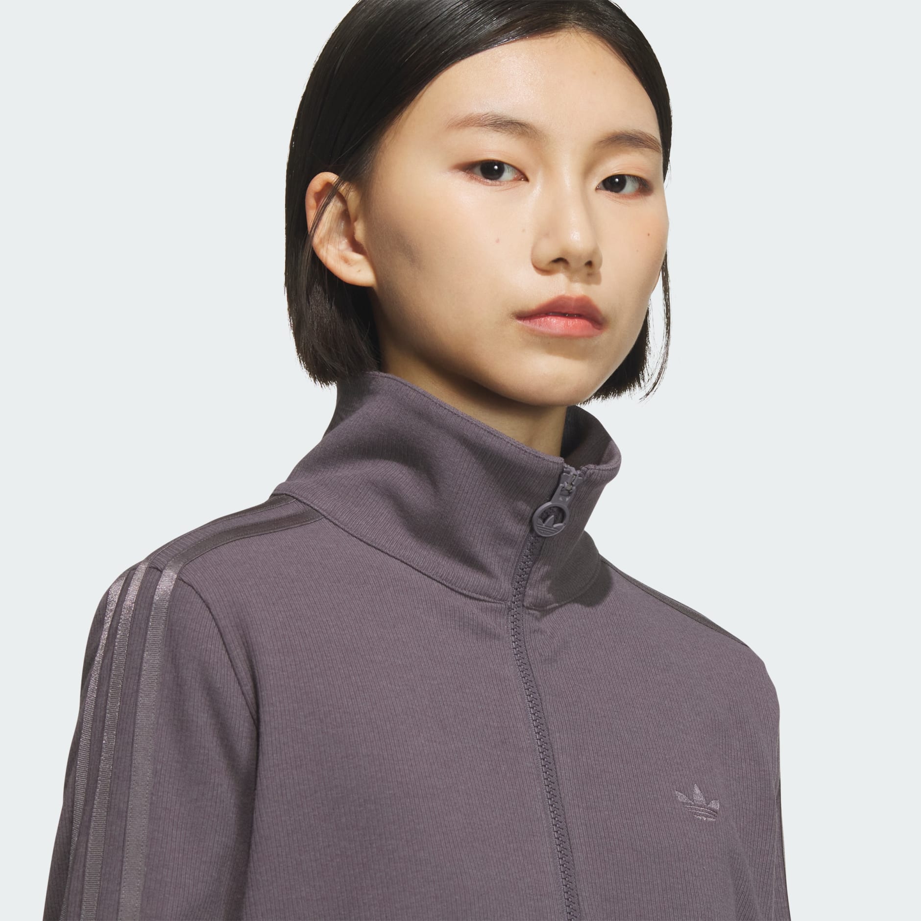 Ribbed Collar Full-Zip Track Top