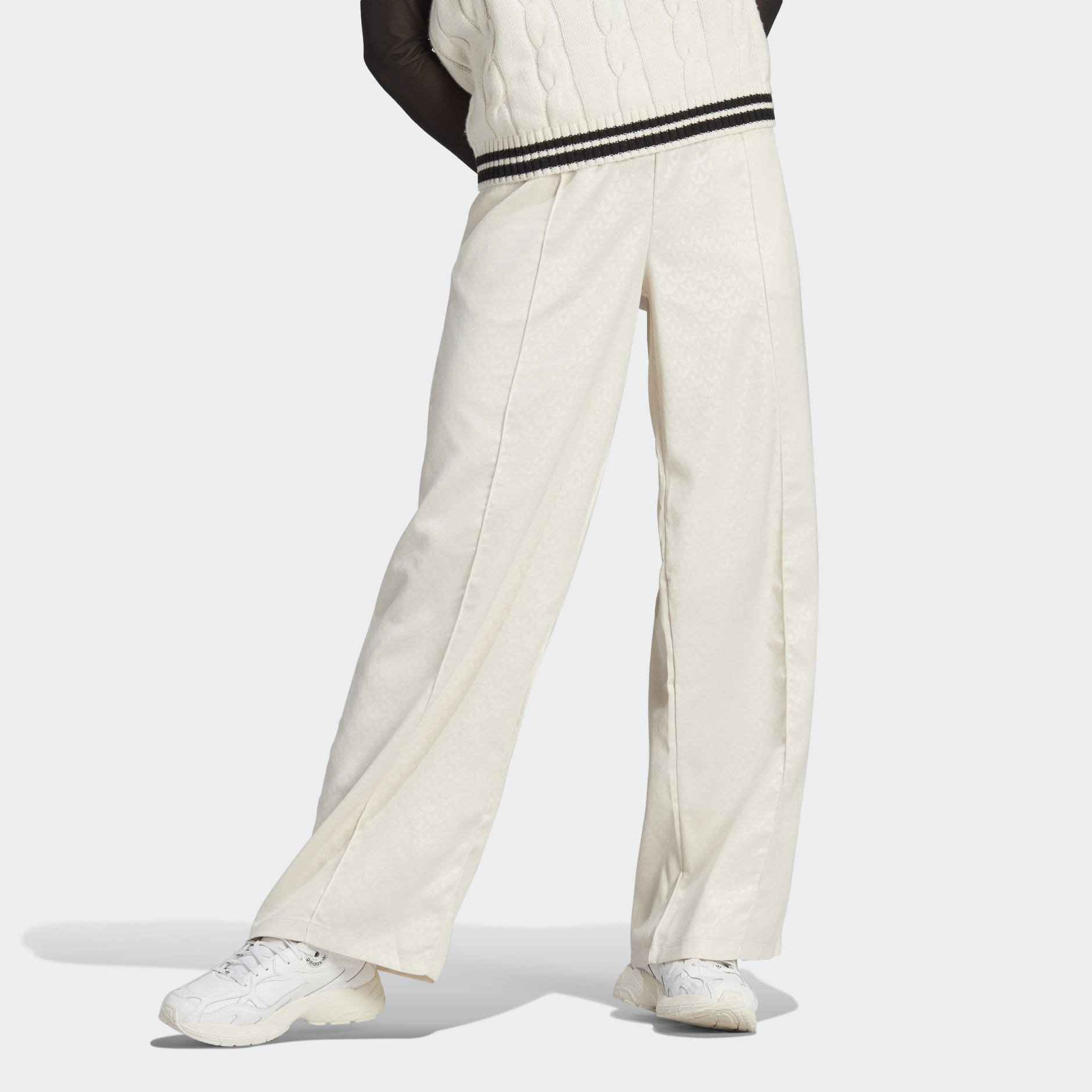adidas Trefoil Monogram Satin Track Pants - White