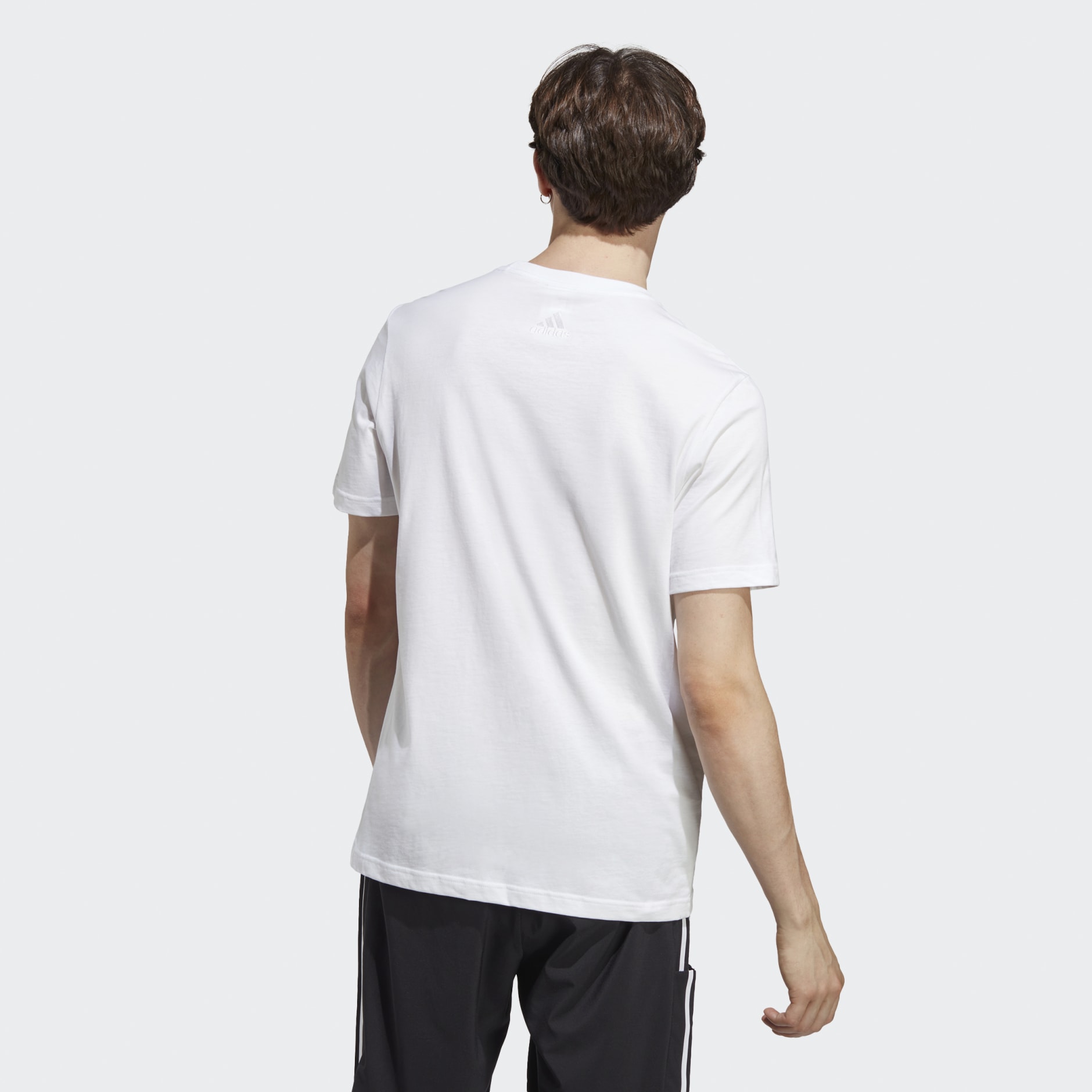 adidas Essentials Single Jersey Linear Embroidered Logo Tee - White ...