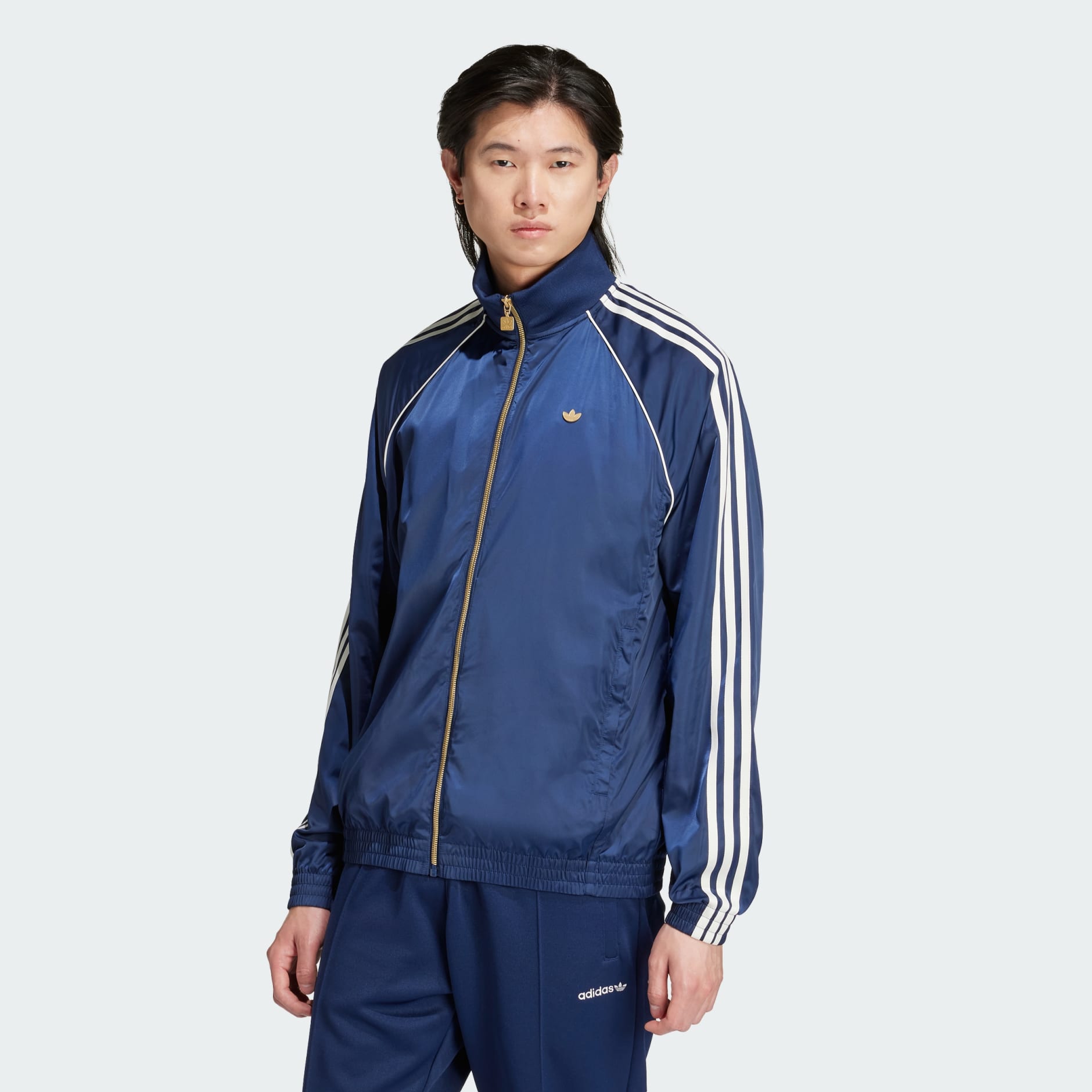 Adidas track jacket light blue hotsell