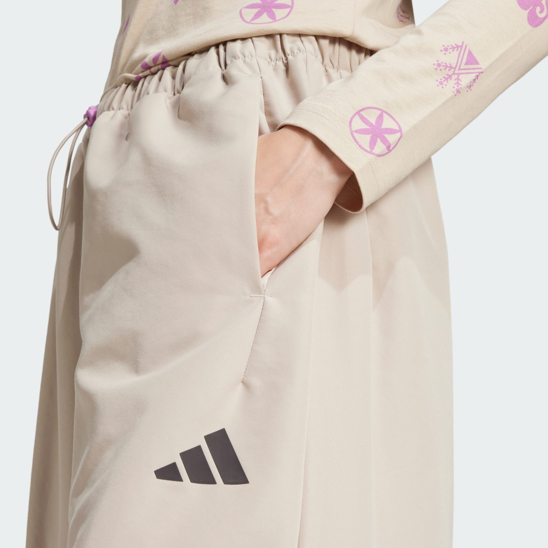CLOTHING - Bloom Sky Print Woven Parachute Pants - Beige