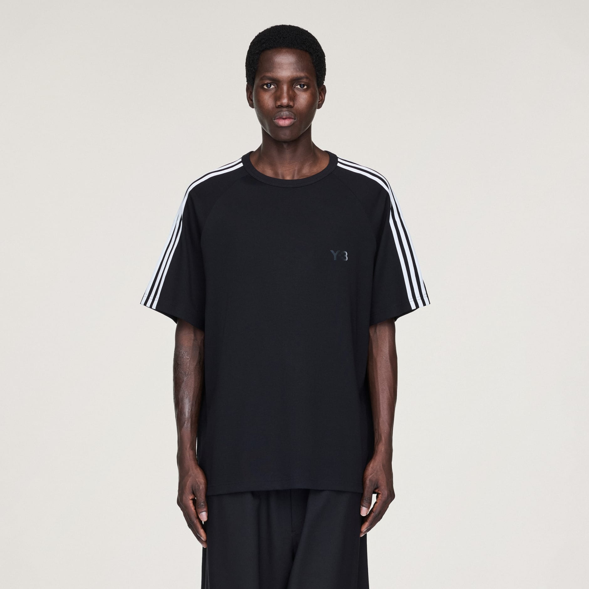 Y-3 Short Sleeve Tee 3-Stripes - Black | adidas Hong Kong