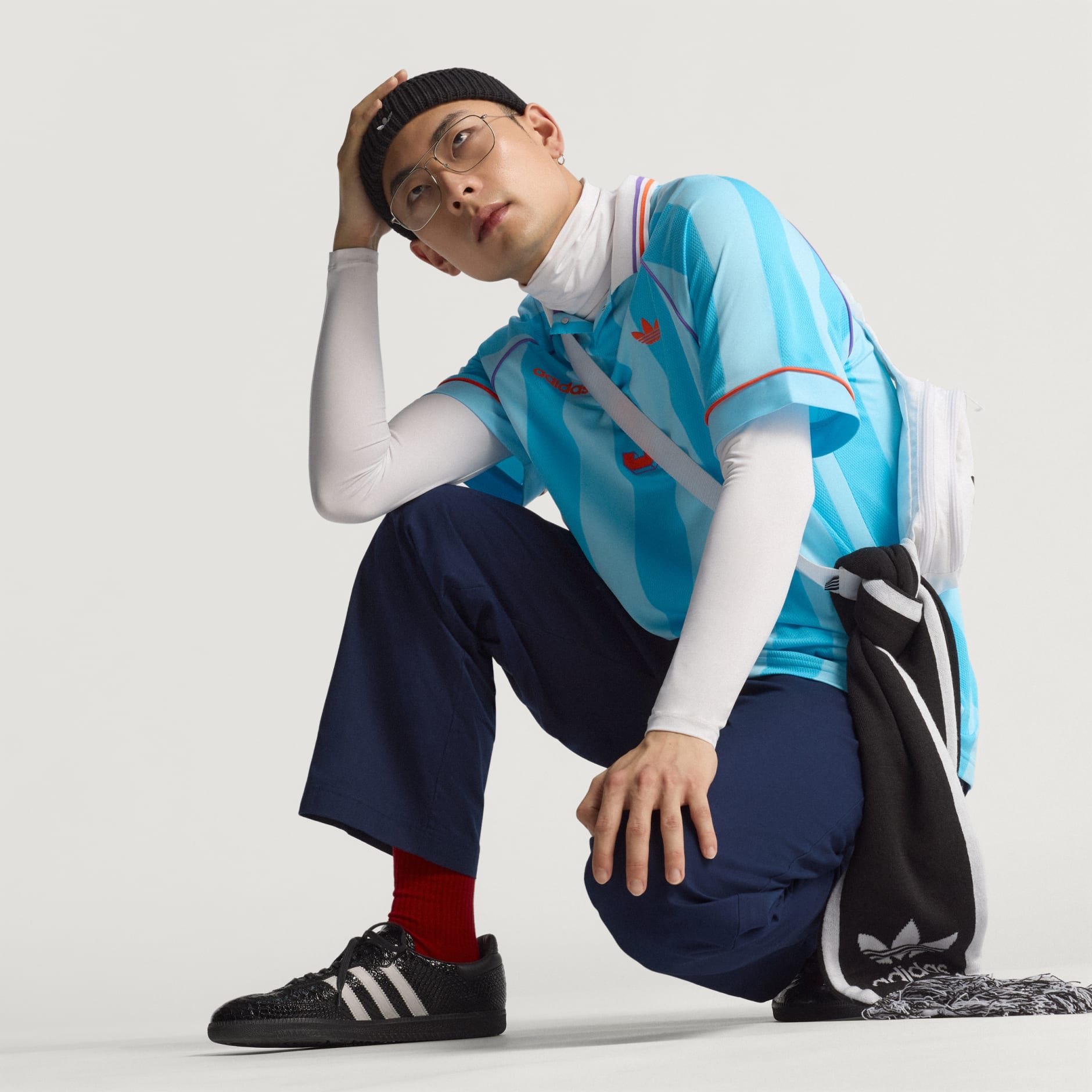 Clothing - Jacquard Stripe Jersey - Blue | adidas Oman