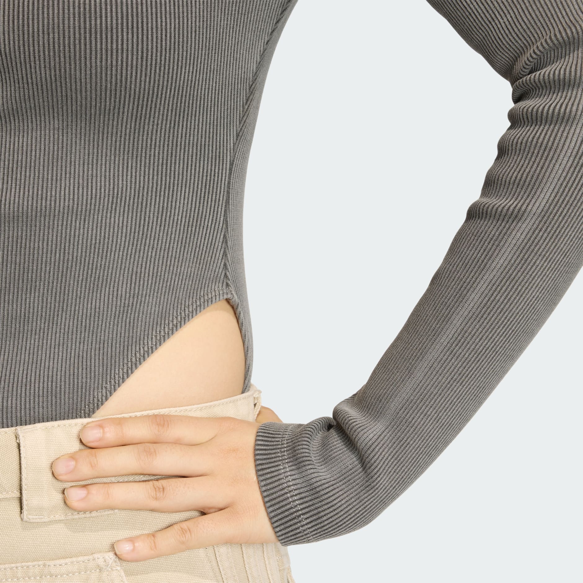 BODY ESSENTIALS RIB CU M&Acirc;NECĂ LUNGĂ WASHED