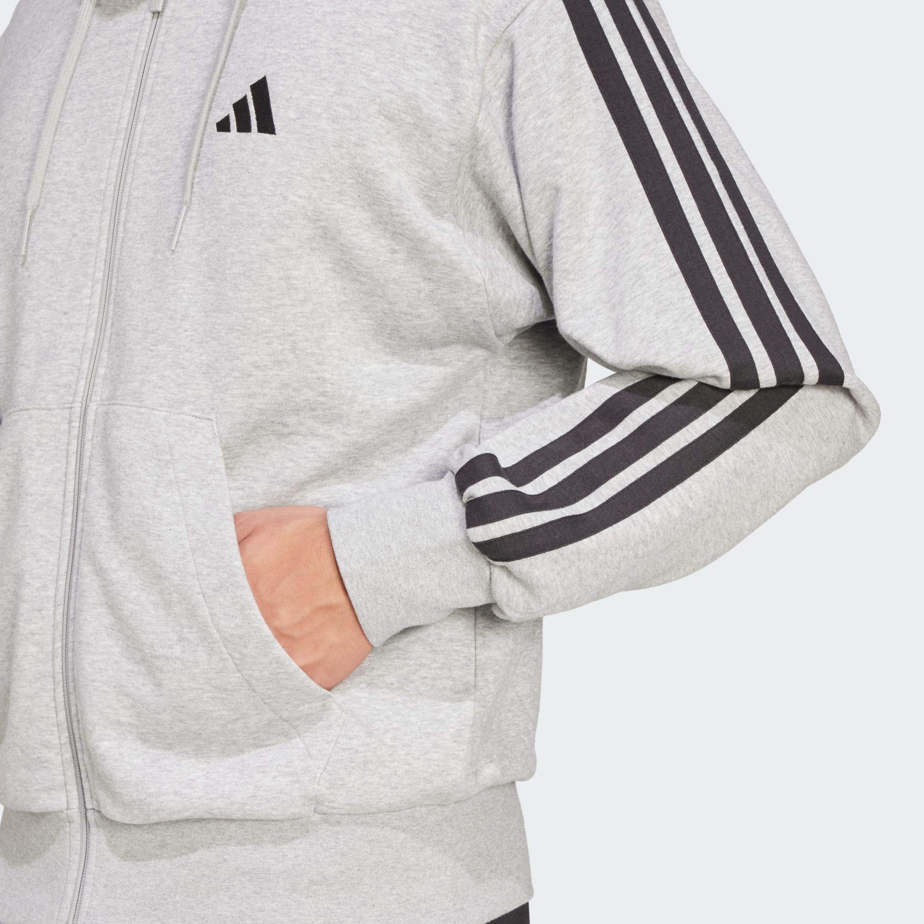 Essentials 3-Stripes French Terry Full-Zip Hoodie