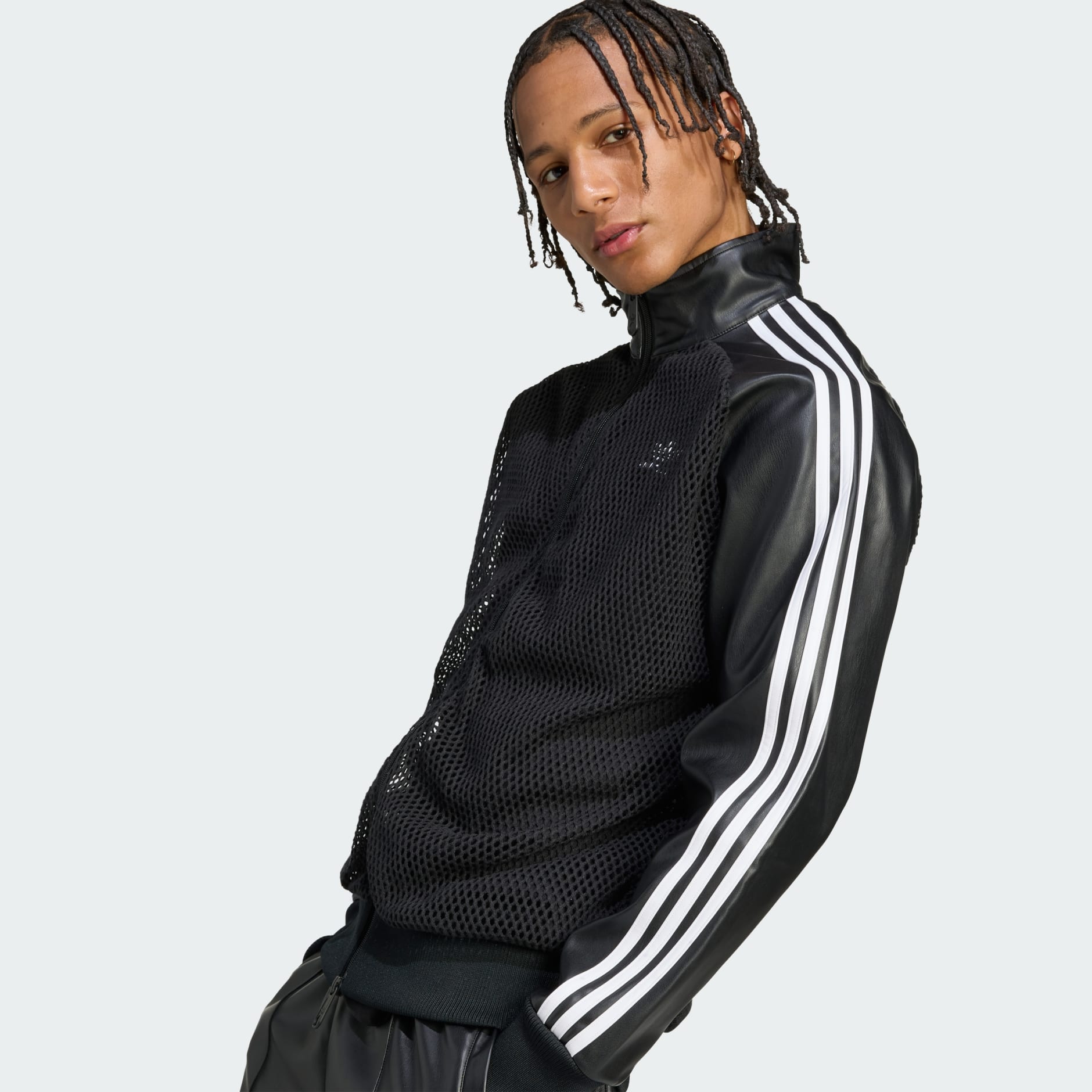 Jachetă sport adidas x Jeremy Scott, din piele artificială și plasă