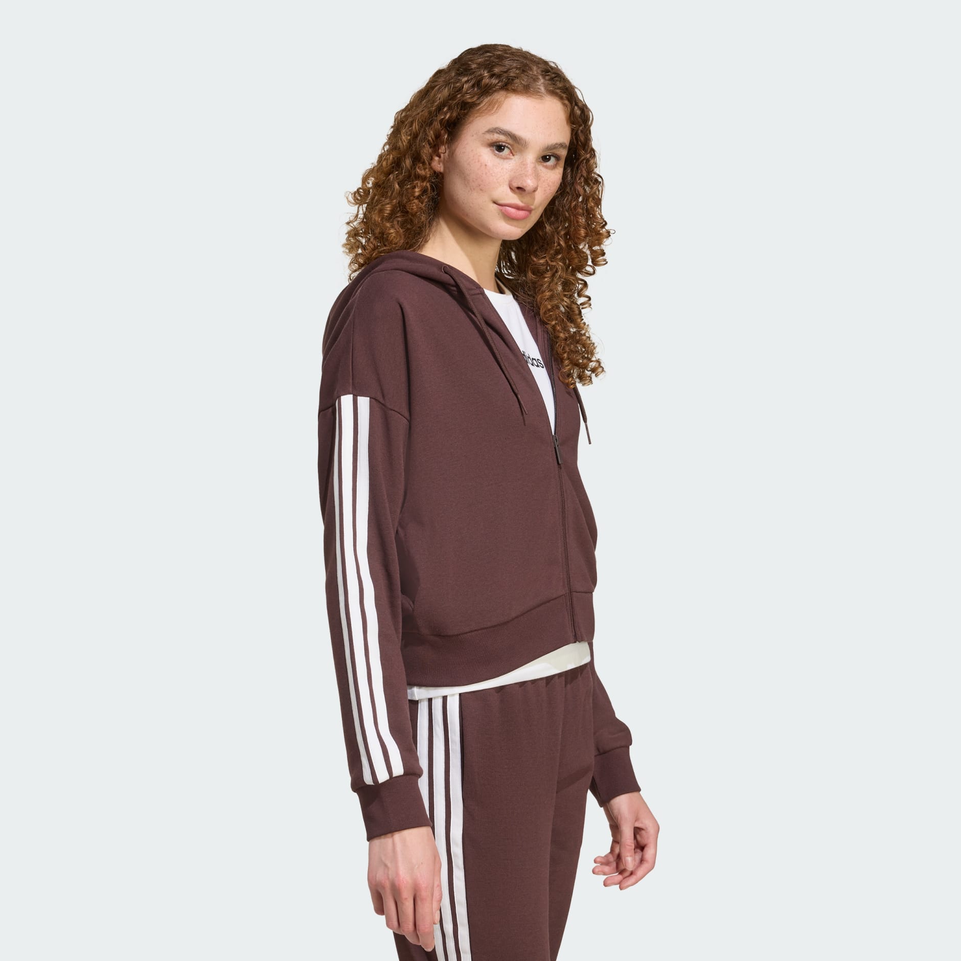 جاكيت بقبعة Essentials 3-Stripes French Terry