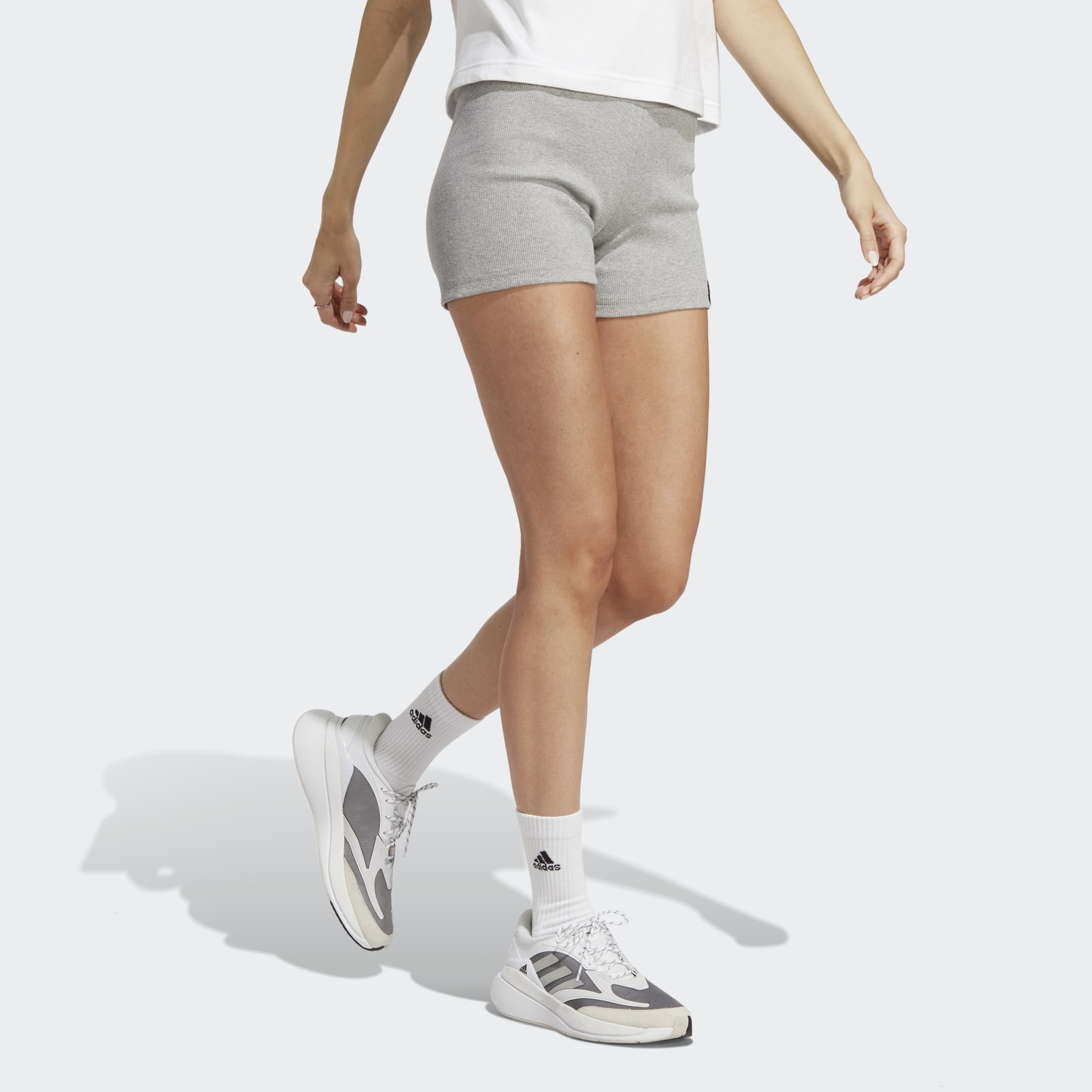 adidas Essentials 3-Stripes Single Jersey Booty Shorts - Grey