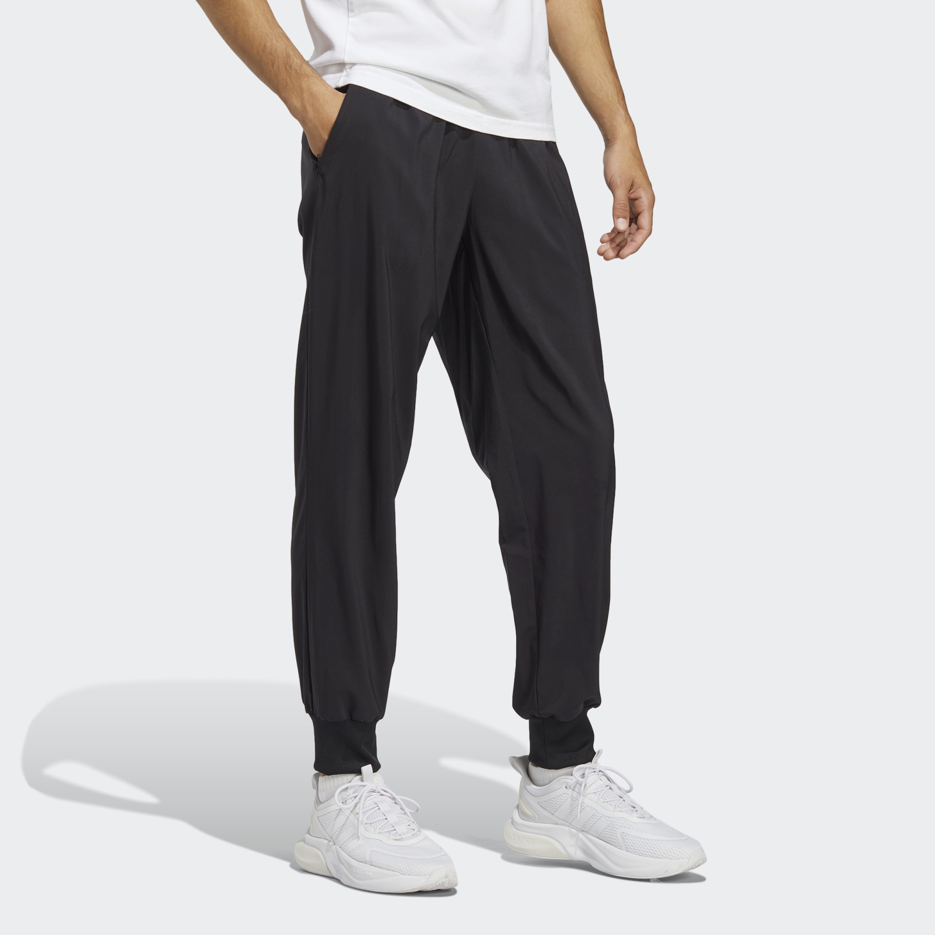 Men's Clothing - Essentials Stanford Tapered Cuff Embroidered Small Logo Pants - Black adidas Saudi Arabia