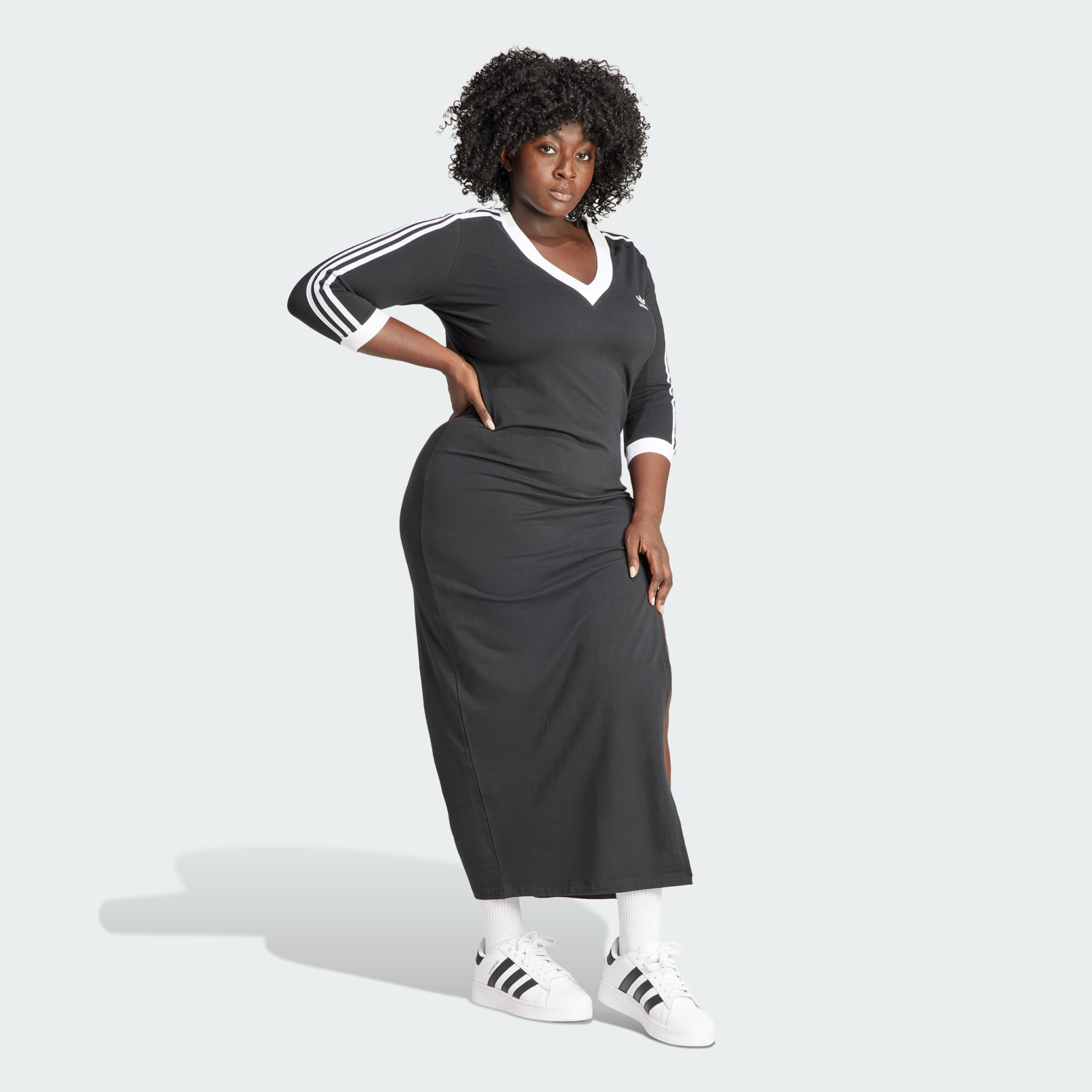 Adidas 3 stripe dress plus size on sale