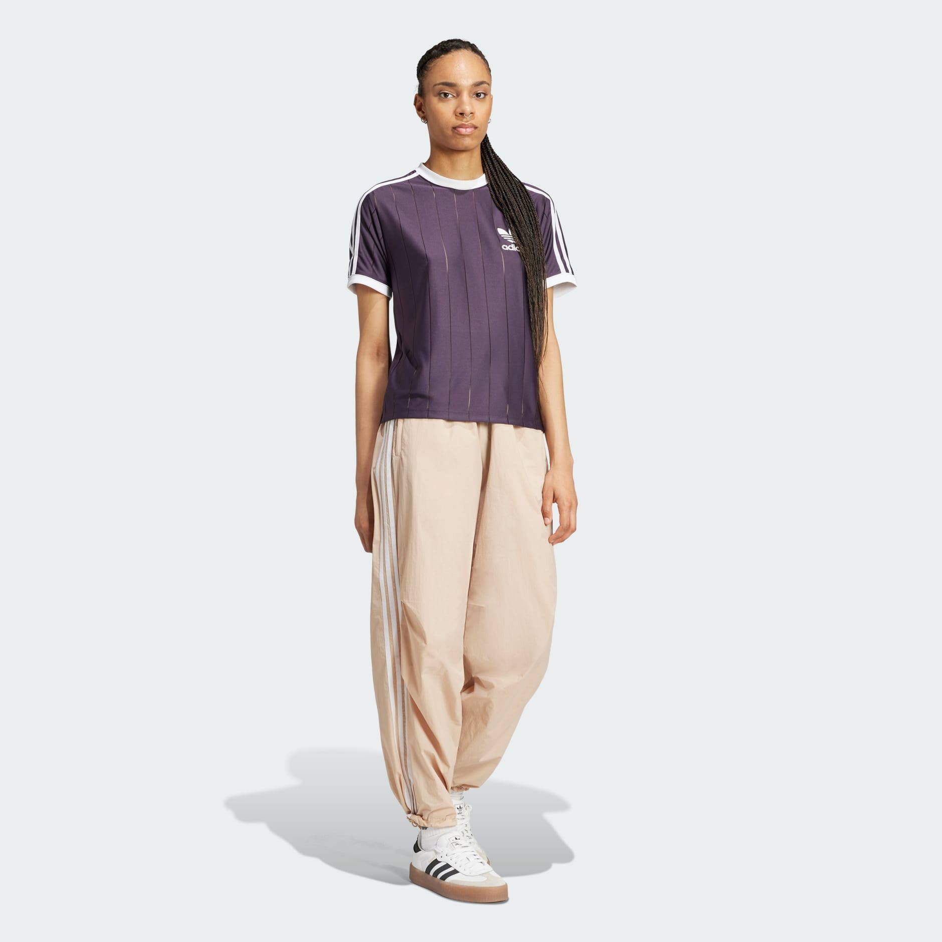 CLOTHING - Adicolor 3-Stripes Pinstripe Tee - Purple