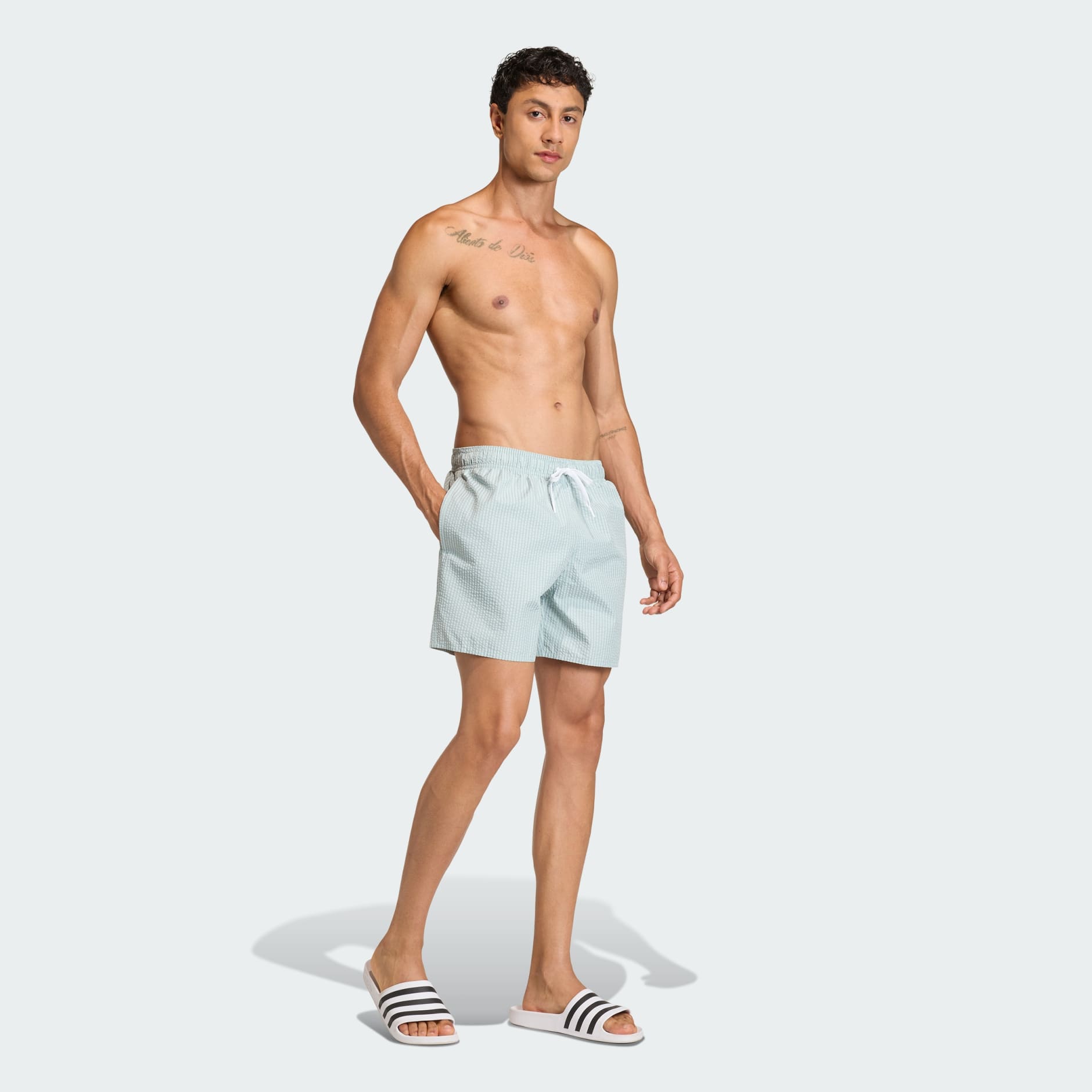 Seersucker Stripy Swim Shorts 5-Inch