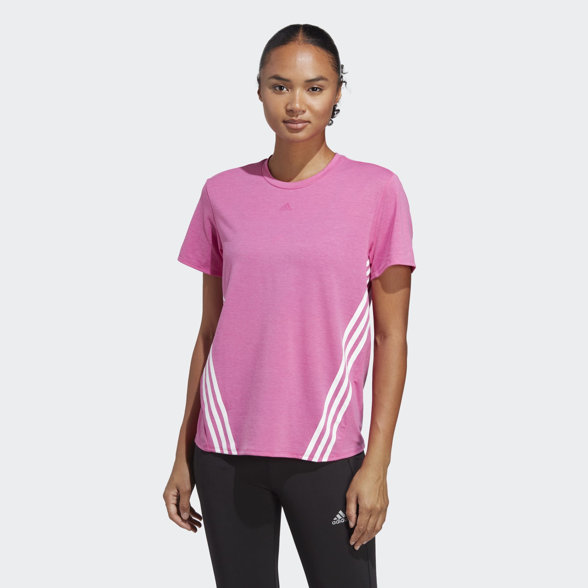 adidas Train Icons 3-Stripes Tee - Pink | adidas UAE