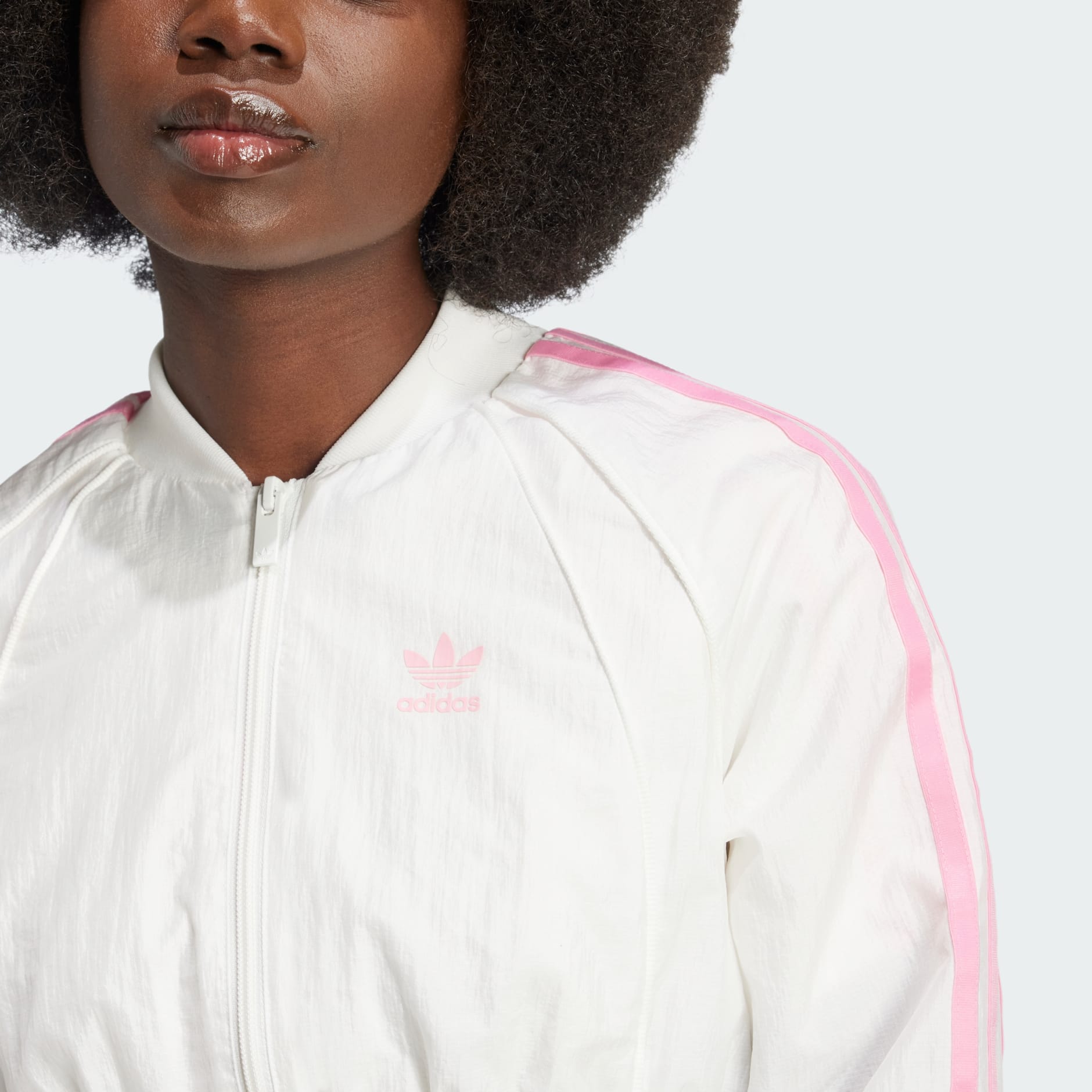 アウターその他 ADIDAS Crop track top white pink IW5485 CLOTHING - Slim Crop Track Top - White | adidas Oman