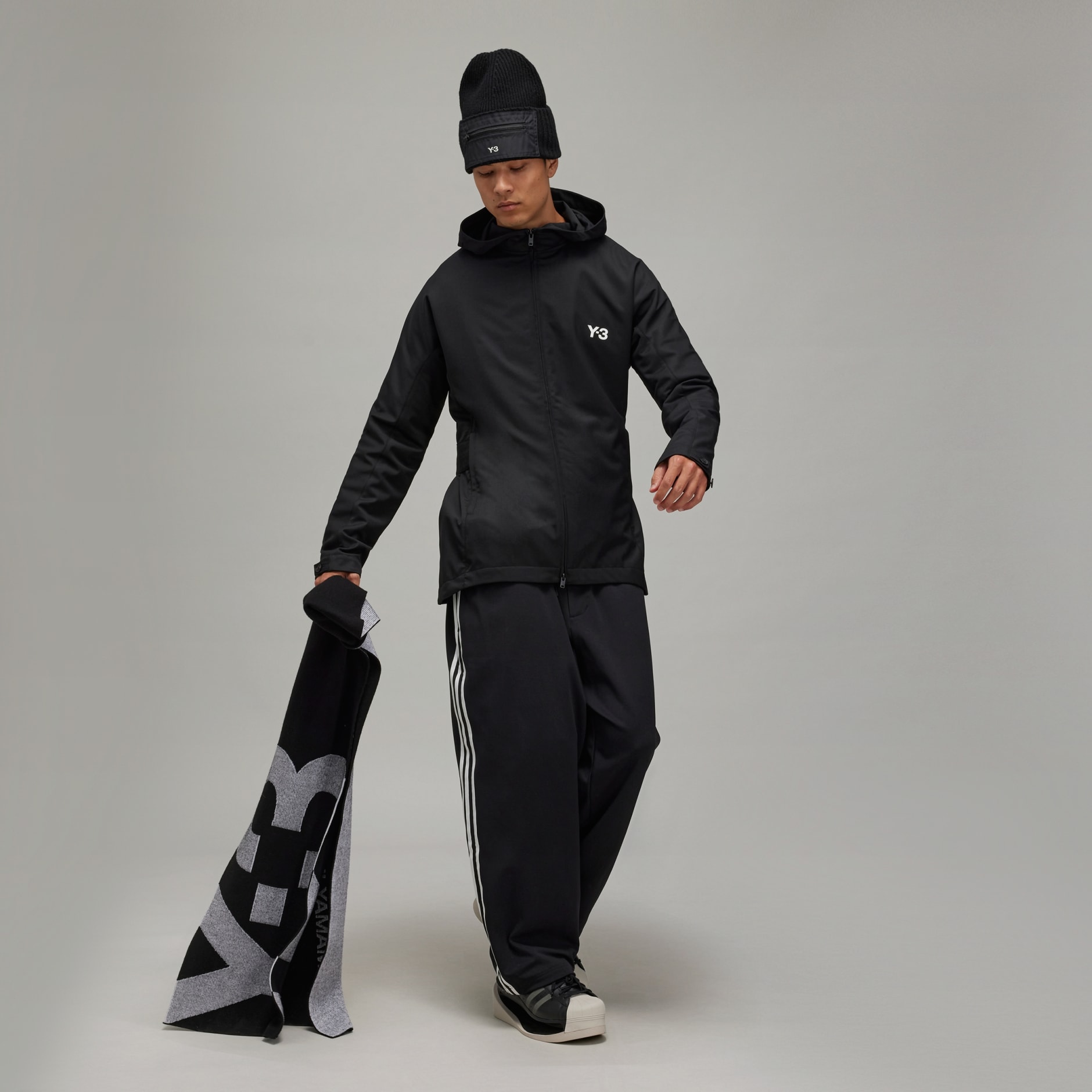 Y-3 Refined Wool Hooded Top - 3-Stripes