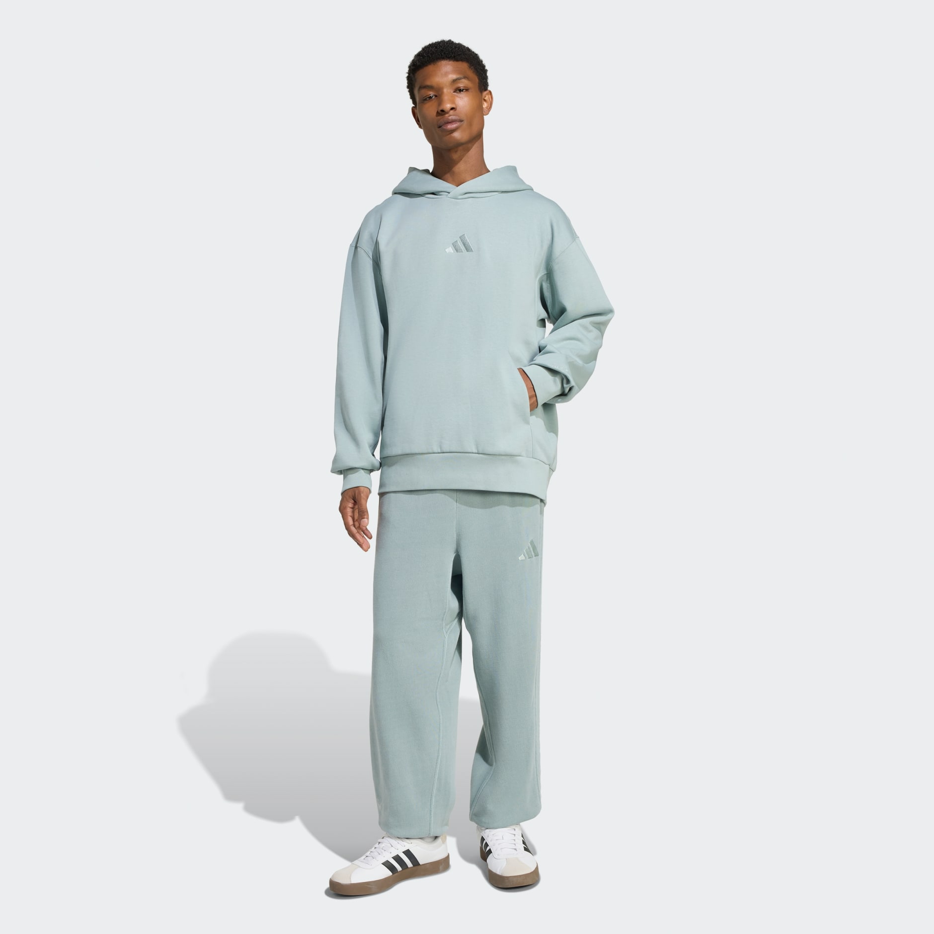 Pantaloni cu croială lejeră ALL SZN din bumbac flaușat prespălat